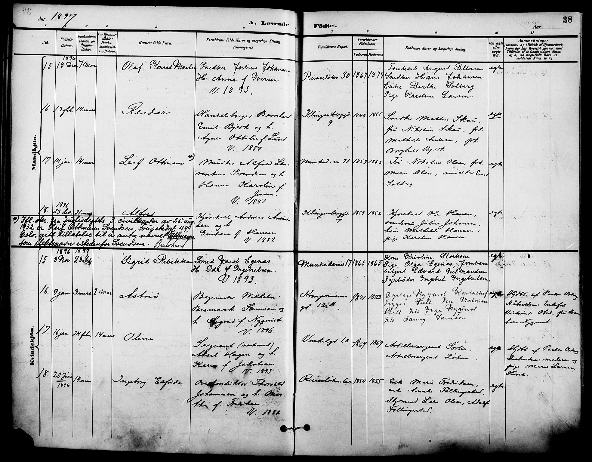 Johannes prestekontor Kirkebøker, AV/SAO-A-10852/F/Fa/L0007: Parish register (official) no. 7, 1896-1905, p. 38