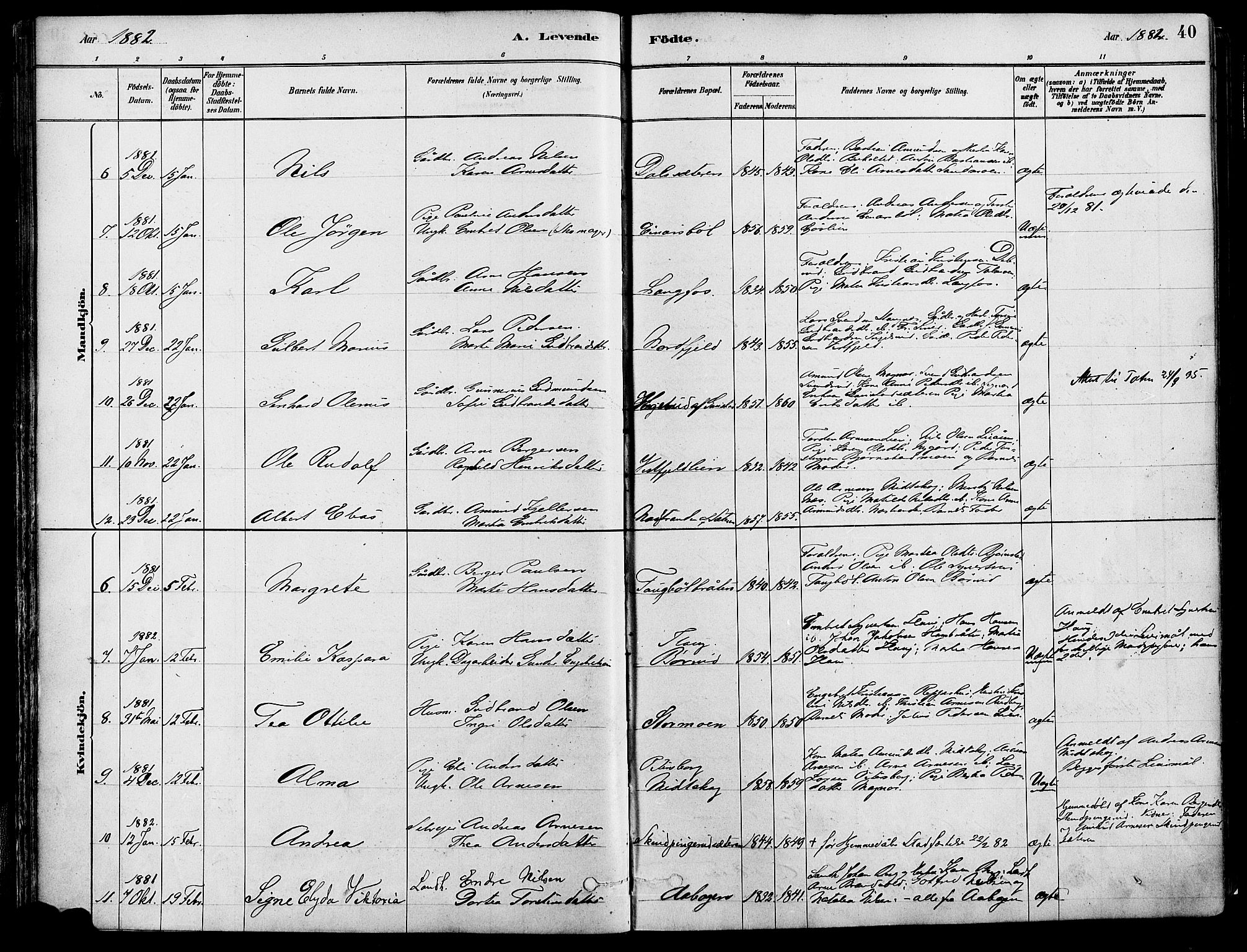 Eidskog prestekontor, SAH/PREST-026/H/Ha/Haa/L0003: Parish register (official) no. 3, 1879-1892, p. 40