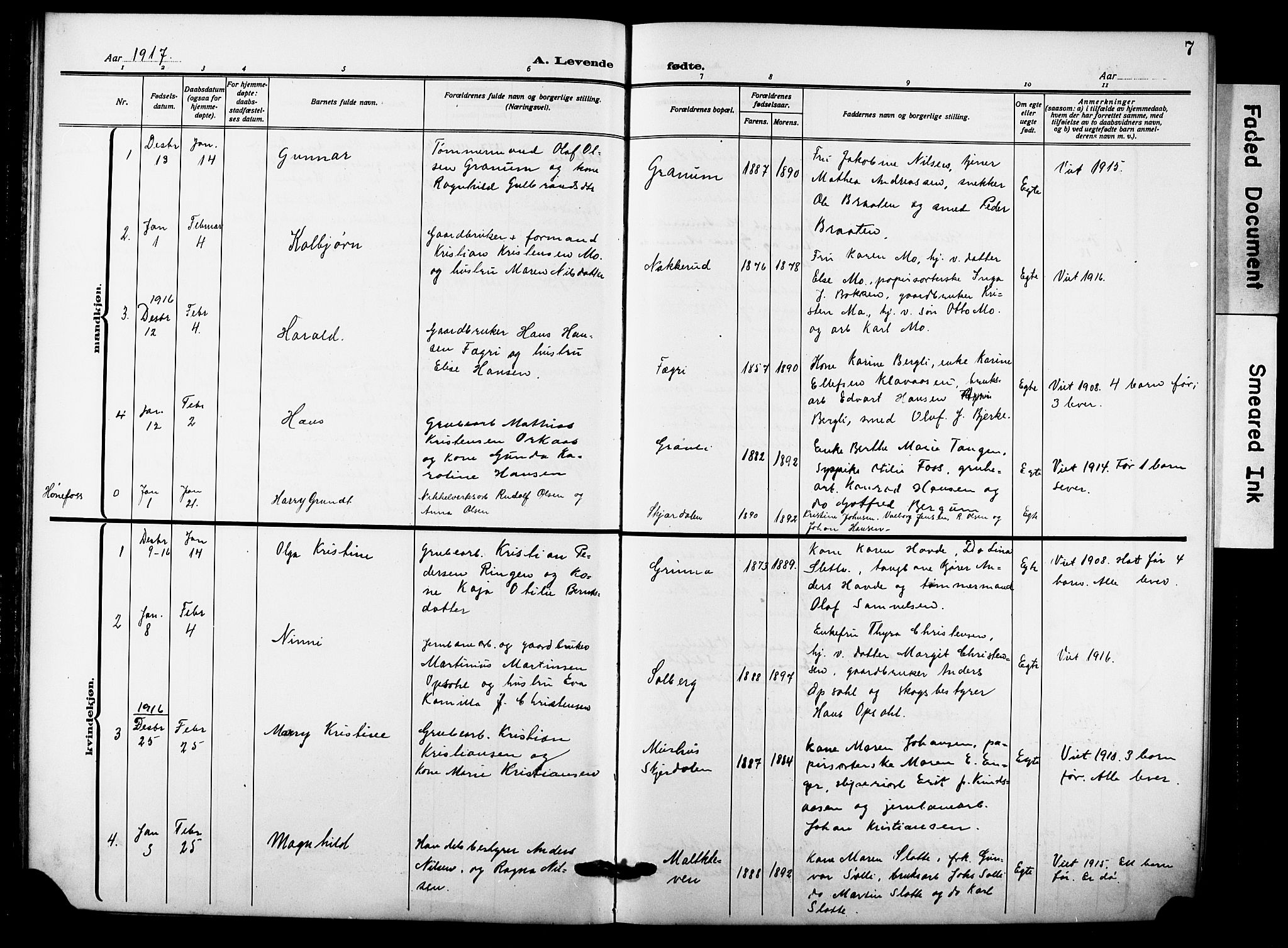 Hole kirkebøker, SAKO/A-228/G/Gb/L0005: Parish register (copy) no. II 5, 1915-1932, p. 7