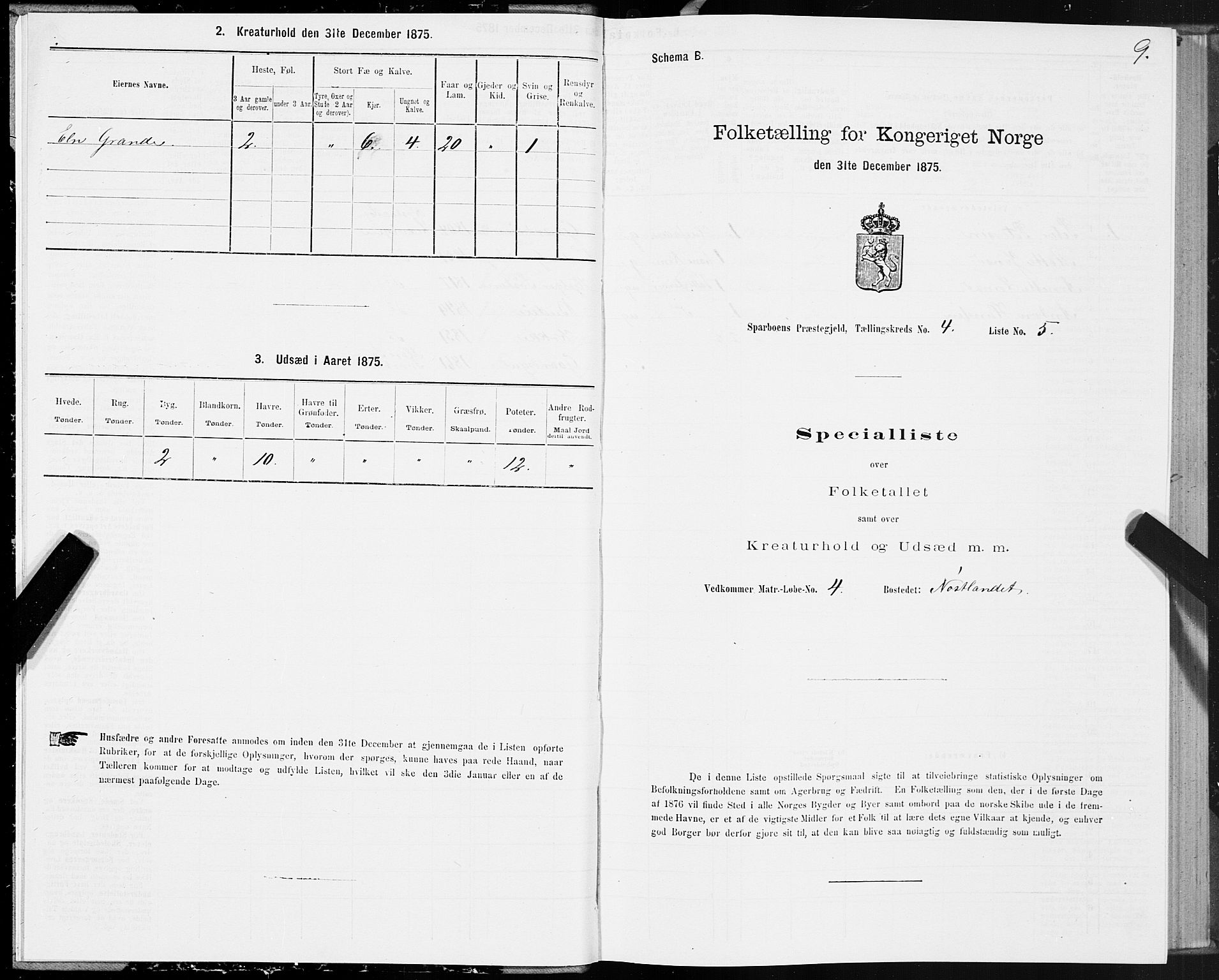 SAT, 1875 census for 1731P Sparbu, 1875, p. 2009