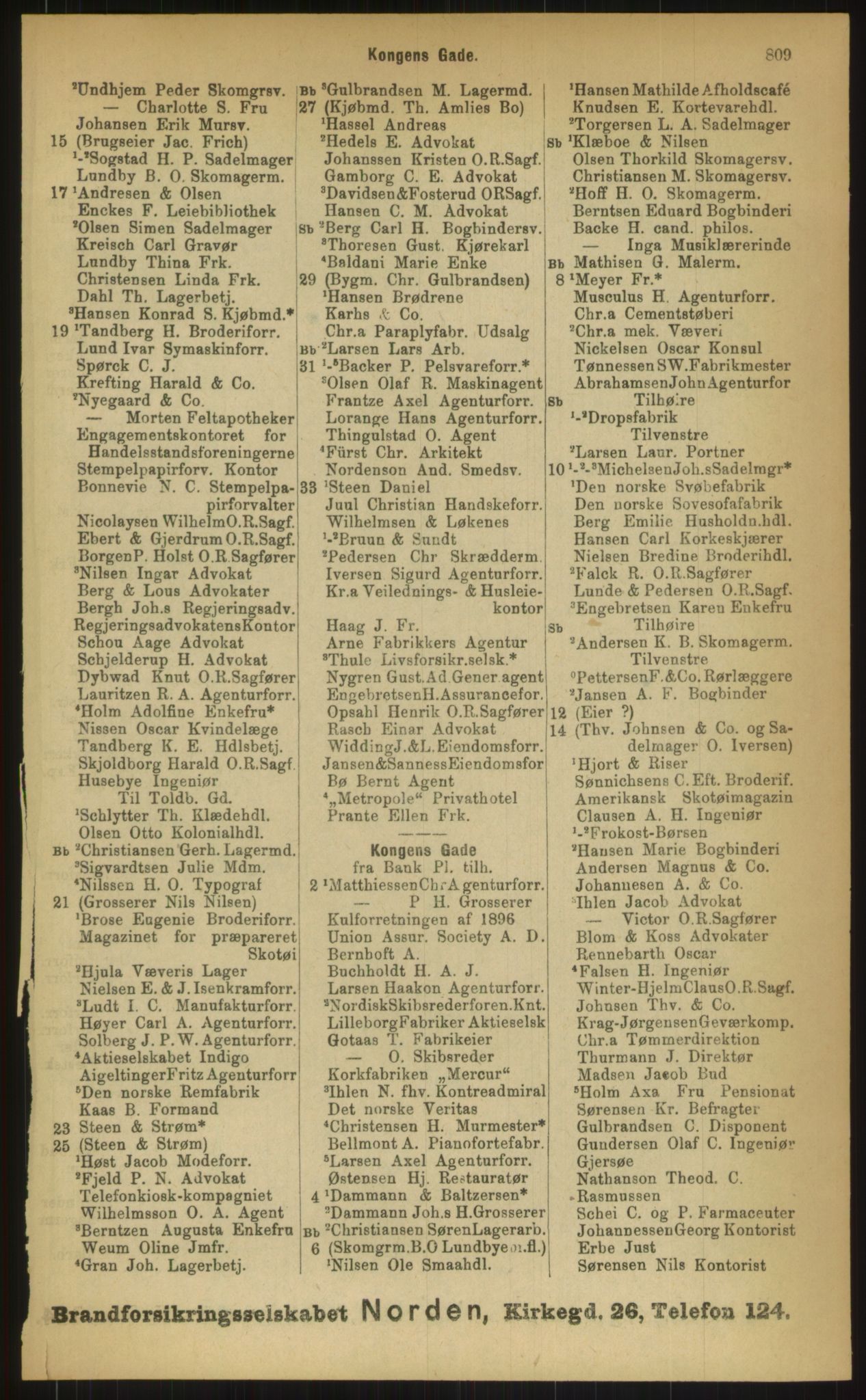 Kristiania/Oslo adressebok, PUBL/-, 1899, p. 809