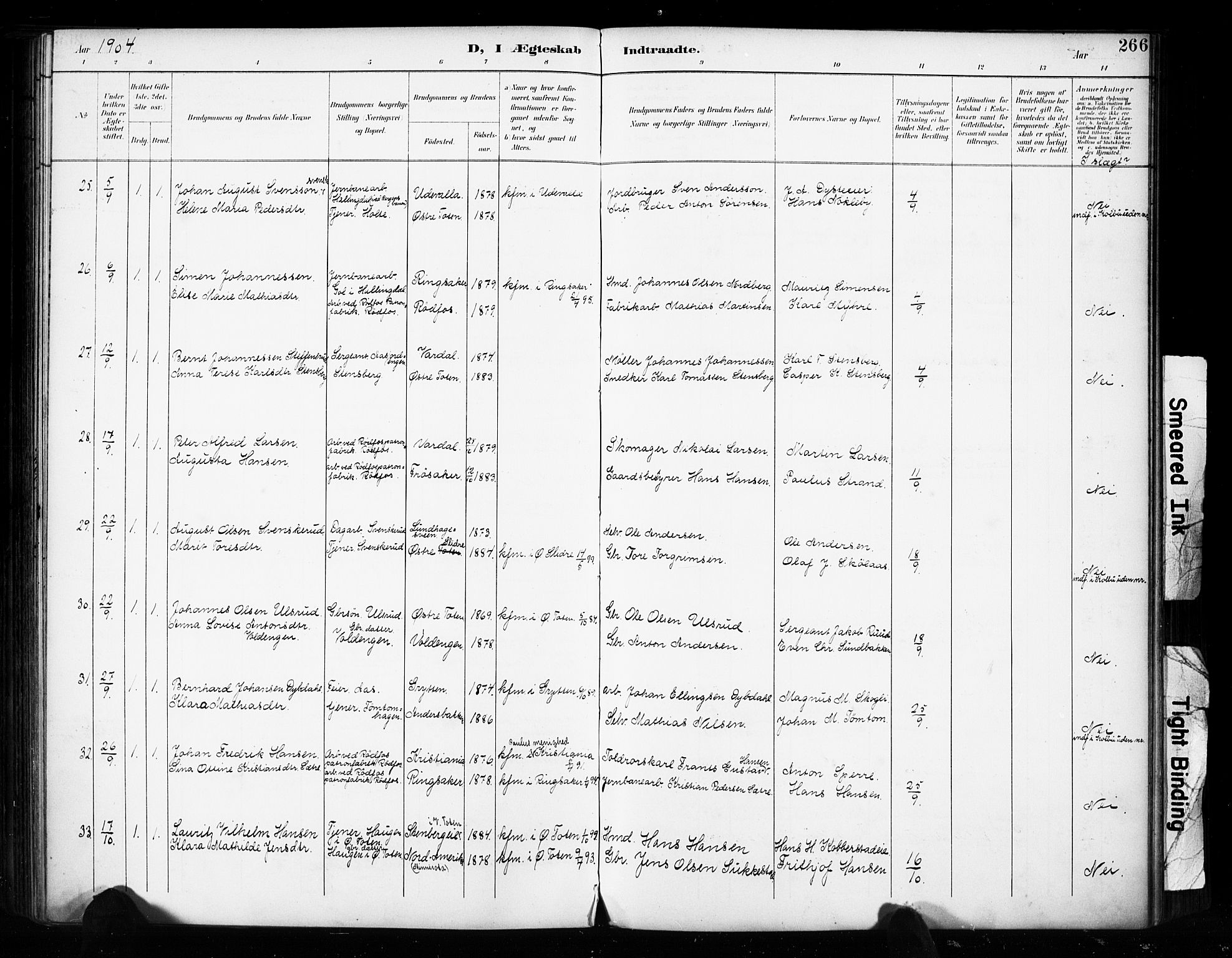 Vestre Toten prestekontor, AV/SAH-PREST-108/H/Ha/Haa/L0011: Parish register (official) no. 11, 1895-1906, p. 266