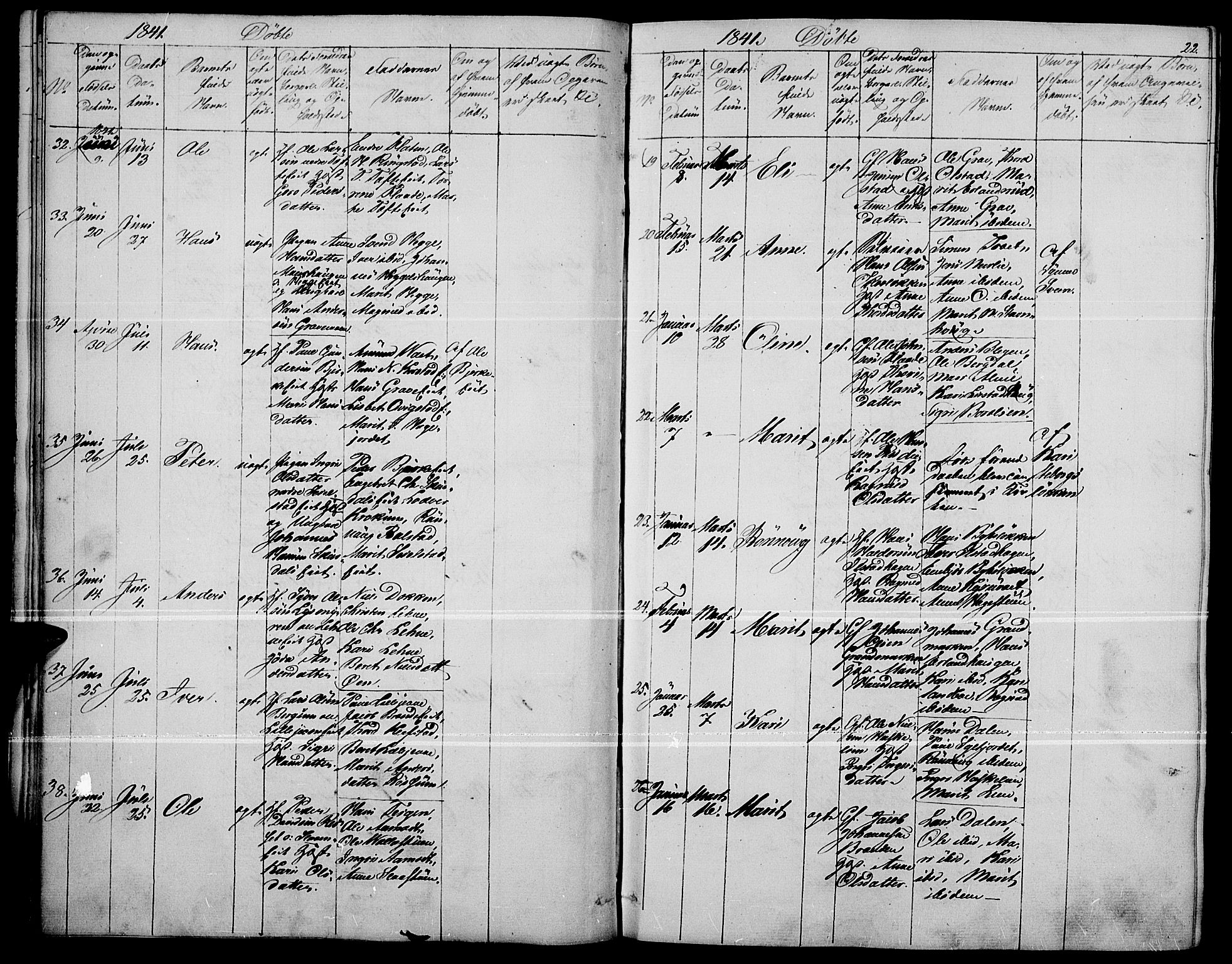 Fron prestekontor, AV/SAH-PREST-078/H/Ha/Haa/L0004: Parish register (official) no. 4, 1839-1848, p. 22