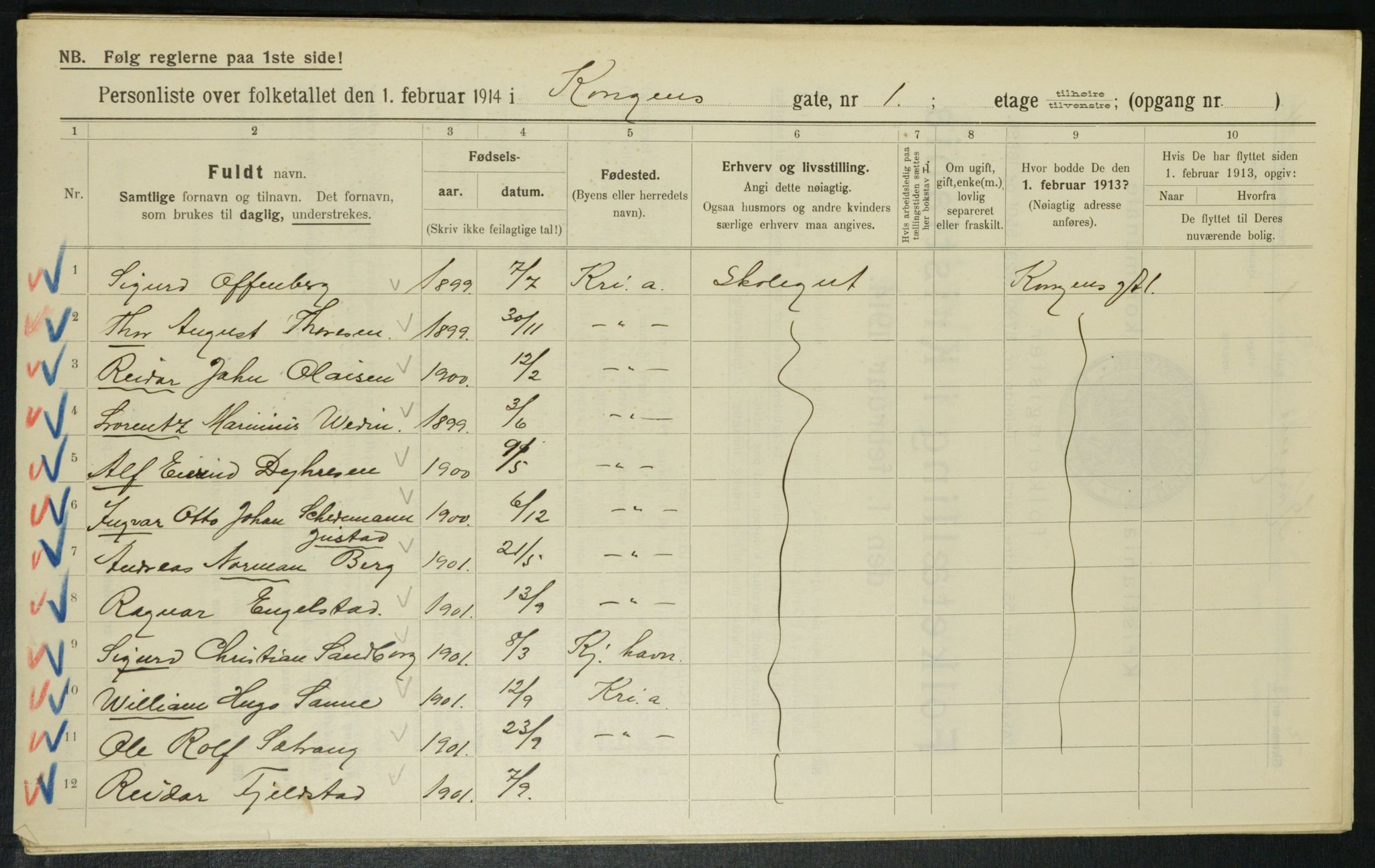 OBA, Municipal Census 1914 for Kristiania, 1914, p. 52388