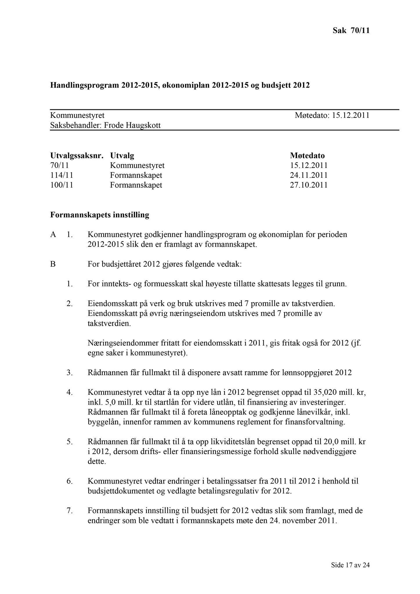 Klæbu Kommune, TRKO/KK/01-KS/L004: Kommunestyret - Møtedokumenter, 2011, p. 2360