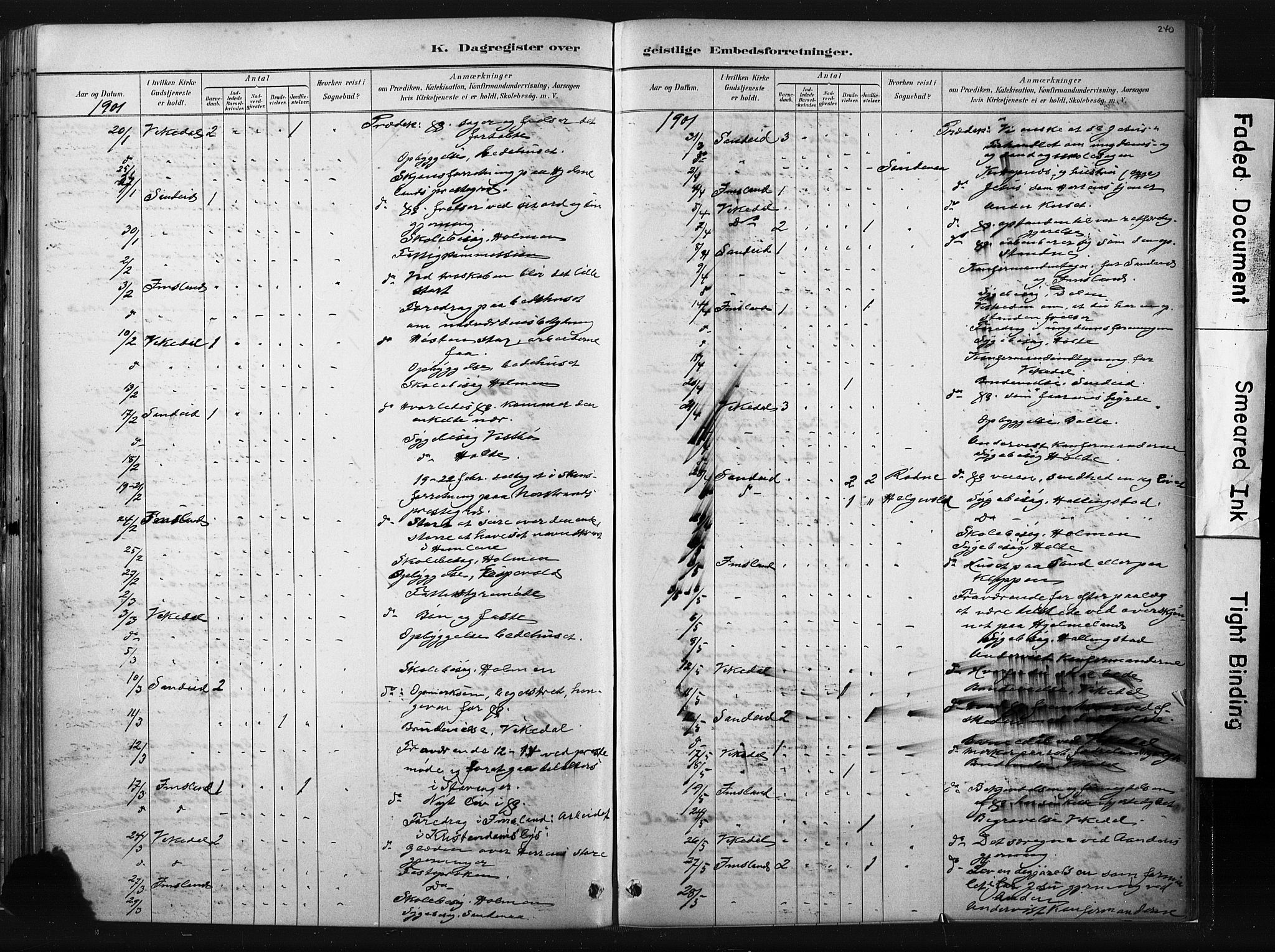 Vikedal sokneprestkontor, AV/SAST-A-101840/01/IV: Parish register (official) no. A 10, 1884-1907, p. 240