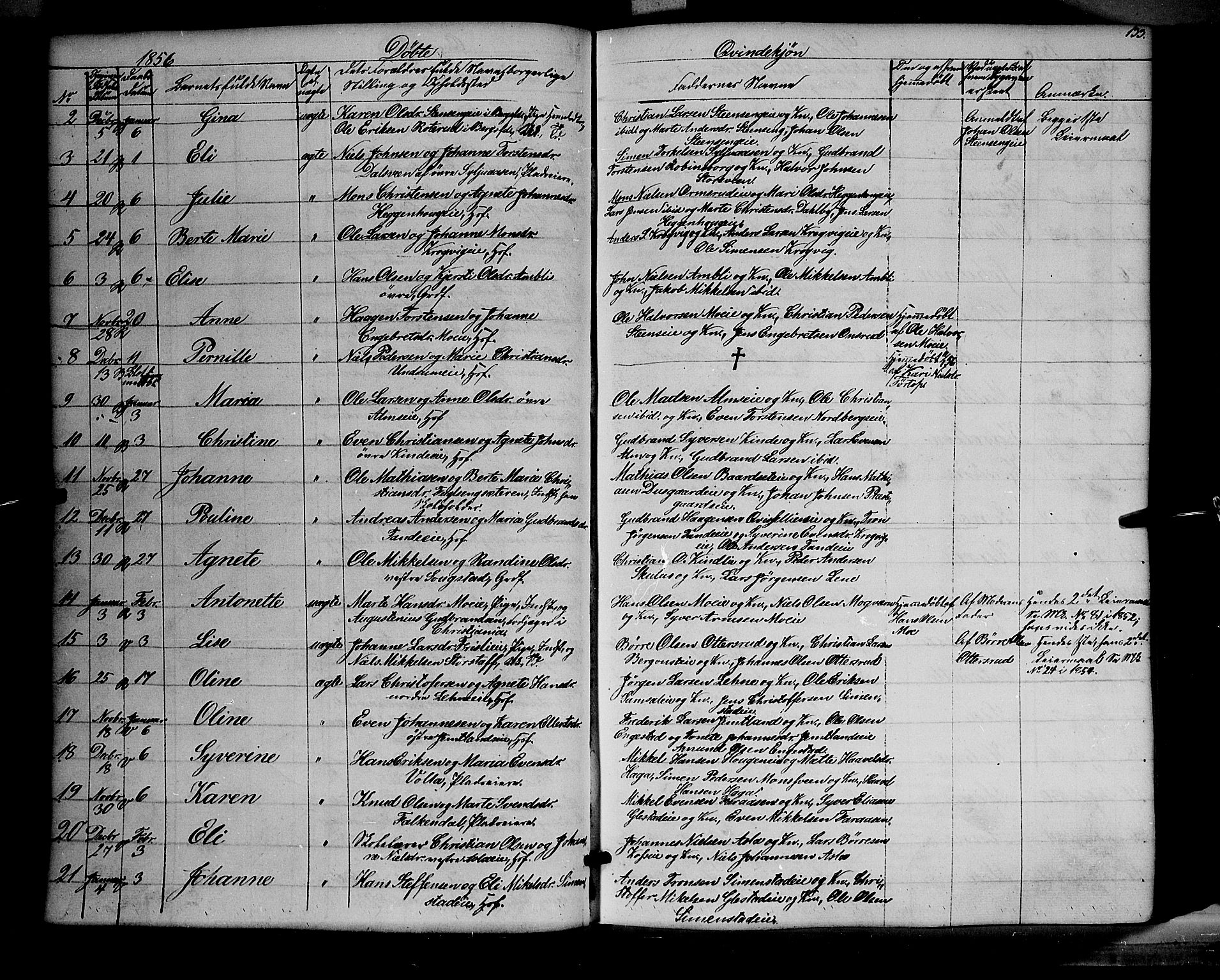 Ringsaker prestekontor, SAH/PREST-014/K/Ka/L0009: Parish register (official) no. 9, 1850-1860, p. 133