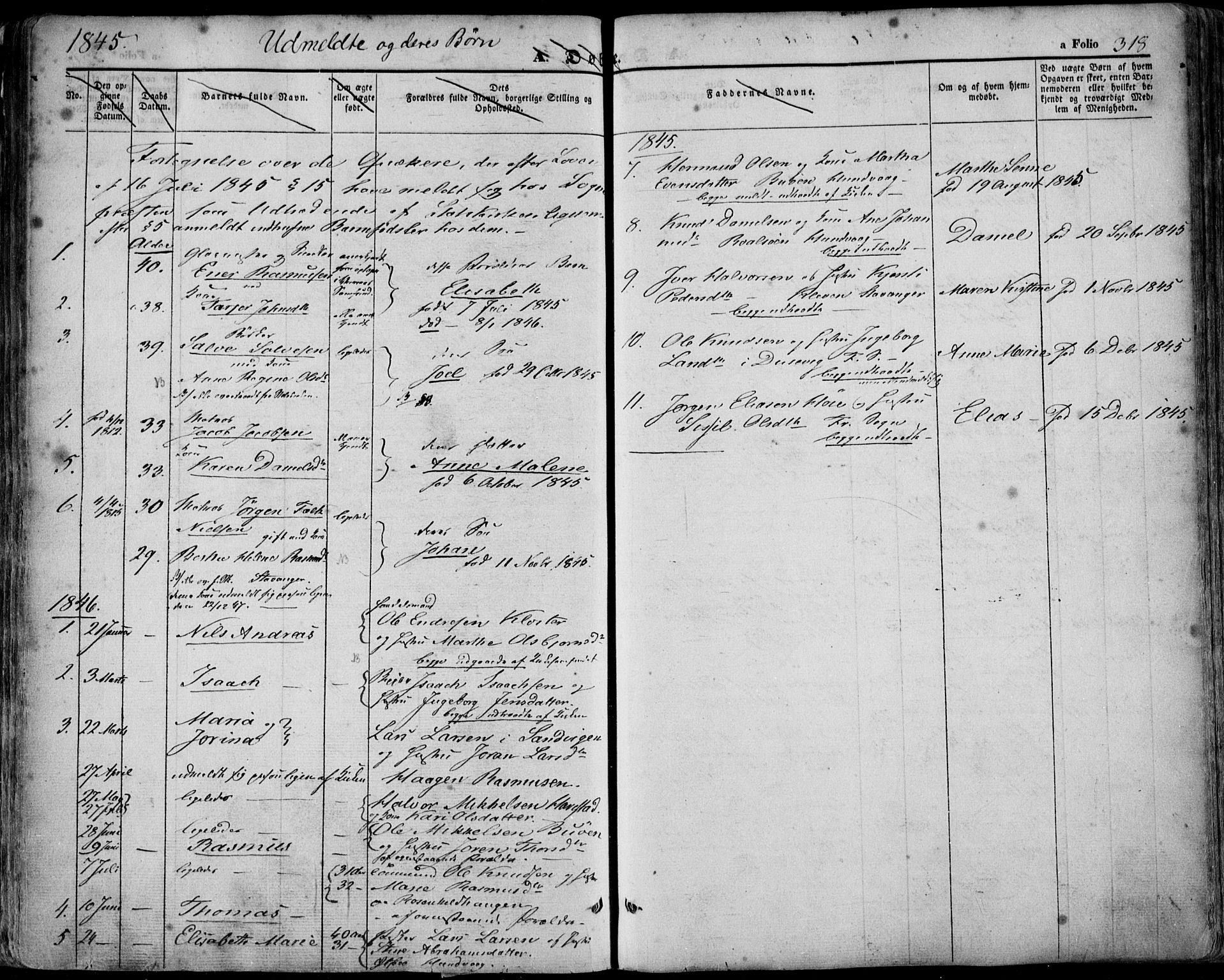 Domkirken sokneprestkontor, SAST/A-101812/001/30/30BA/L0016: Parish register (official) no. A 15, 1844-1854, p. 318