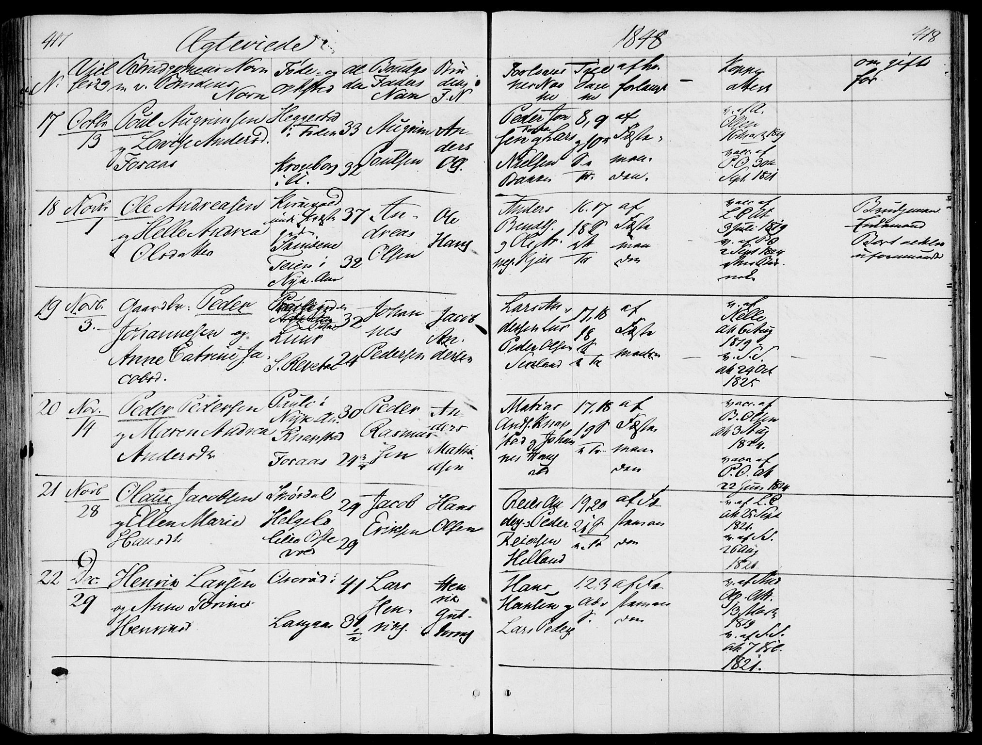 Våle kirkebøker, AV/SAKO-A-334/F/Fa/L0009a: Parish register (official) no. I 9A, 1839-1860, p. 417-418