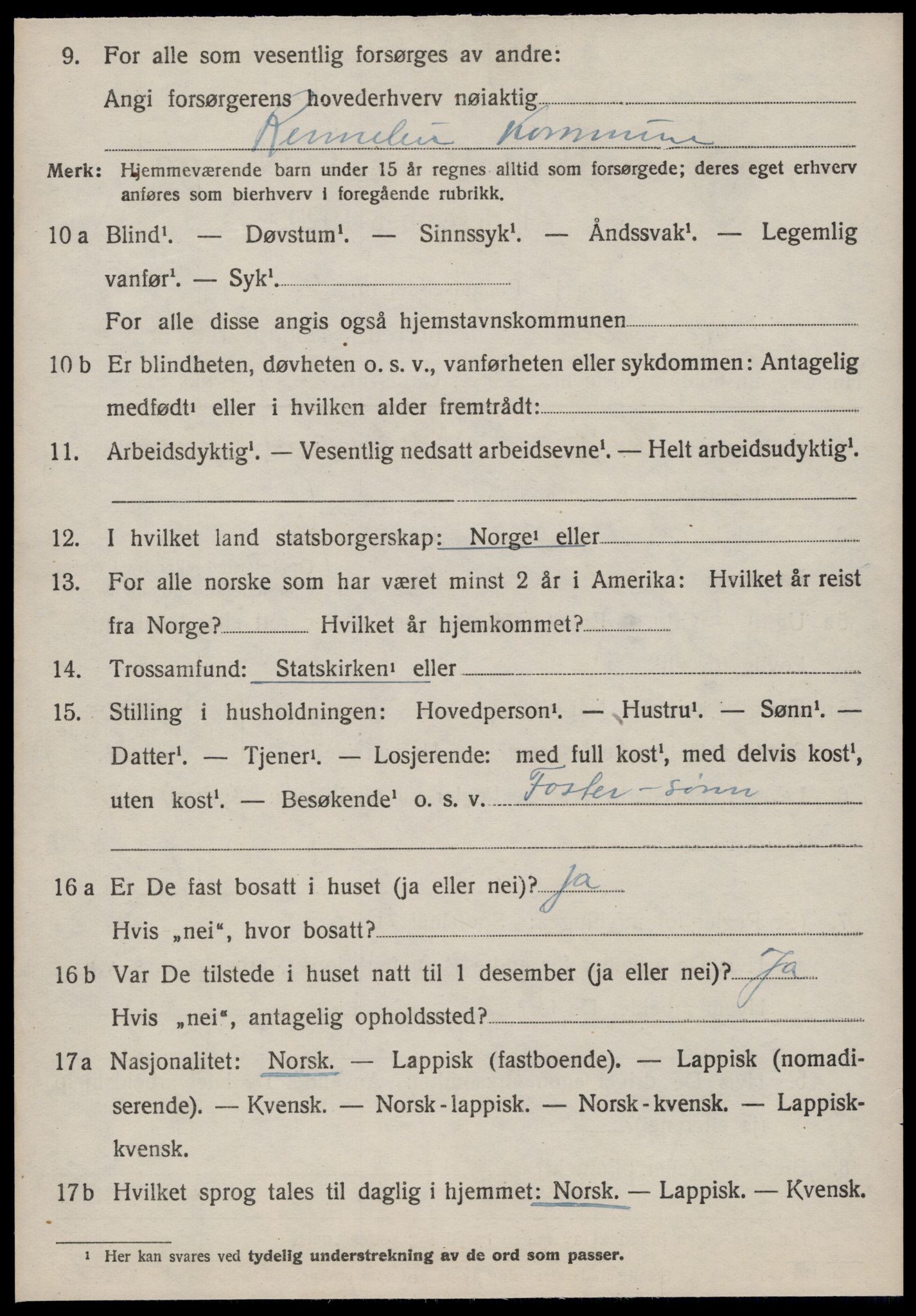 SAT, 1920 census for Rennebu, 1920, p. 4927