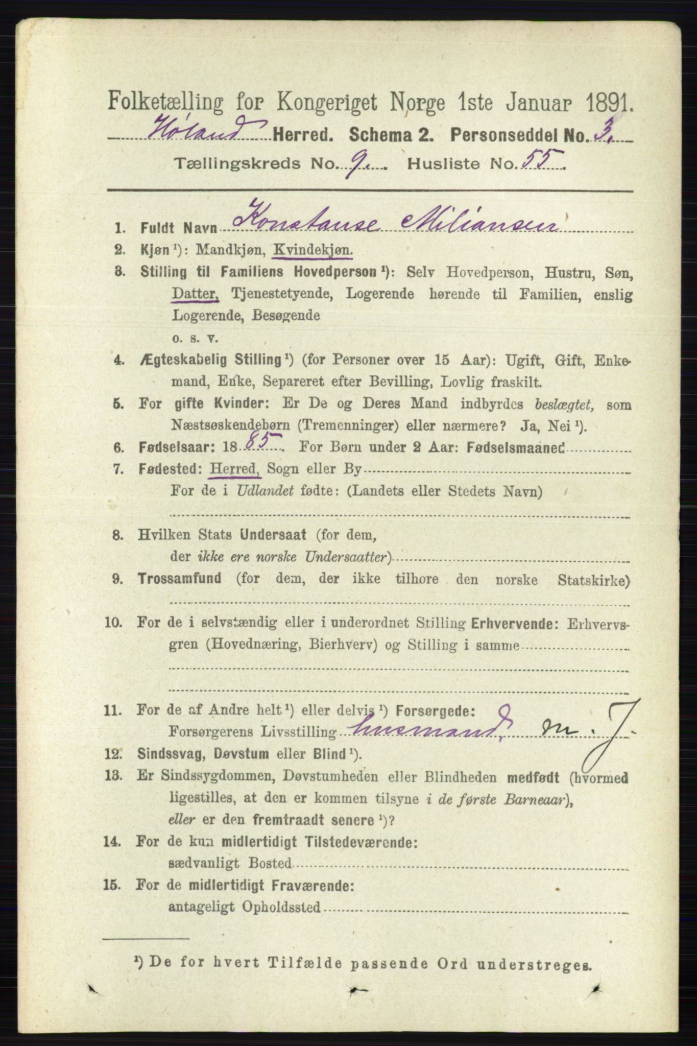 RA, 1891 census for 0221 Høland, 1891, p. 6497