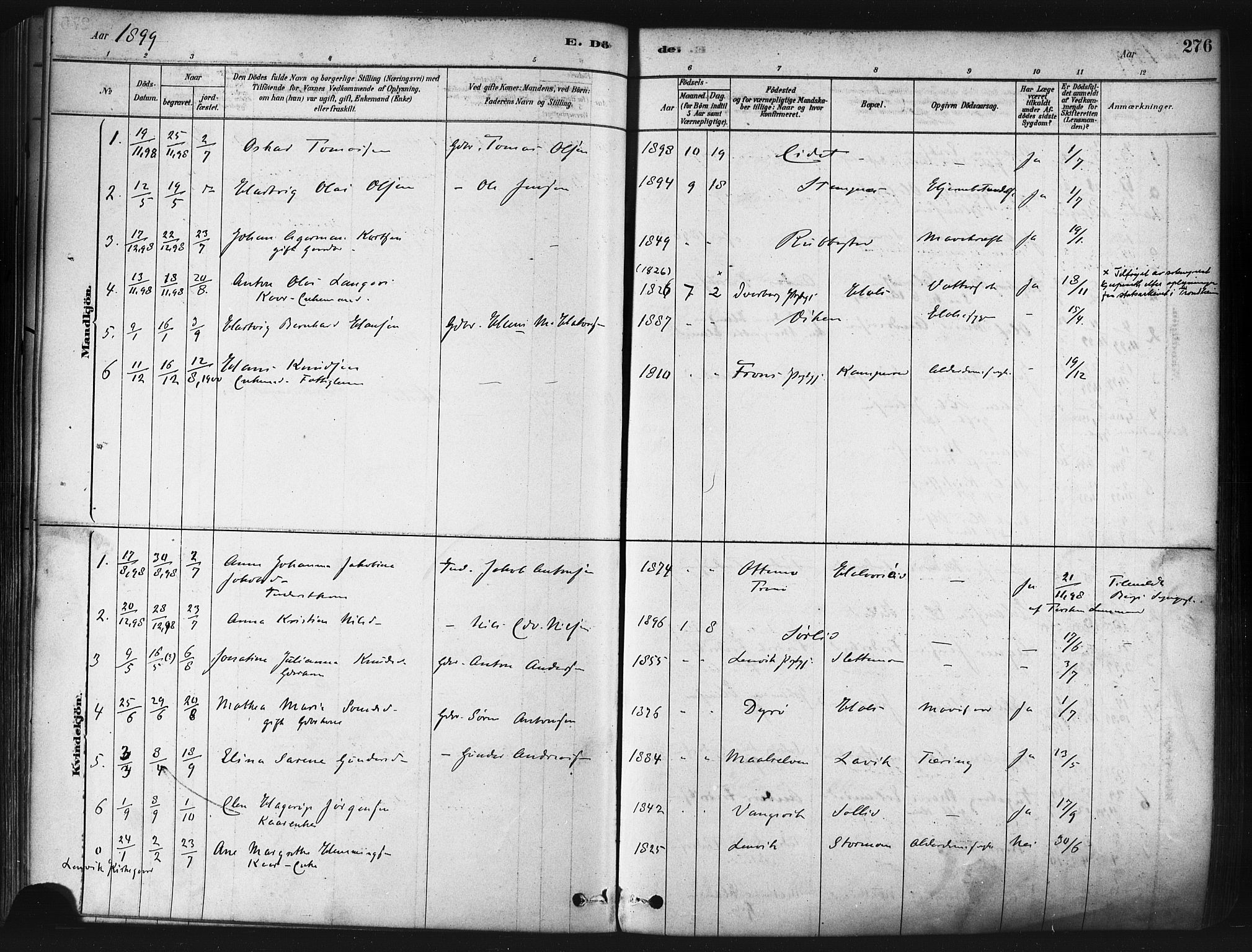 Tranøy sokneprestkontor, AV/SATØ-S-1313/I/Ia/Iaa/L0009kirke: Parish register (official) no. 9, 1878-1904, p. 276