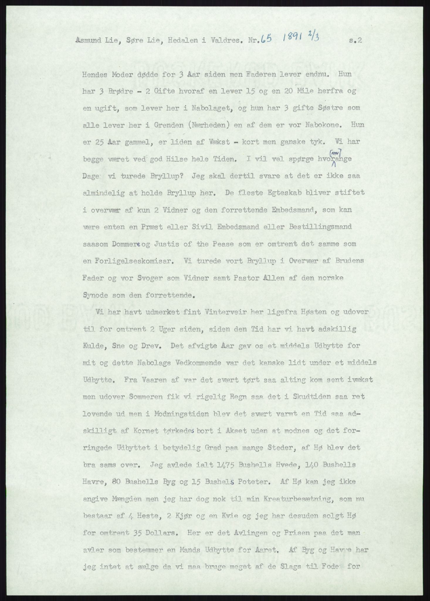 Samlinger til kildeutgivelse, Amerikabrevene, AV/RA-EA-4057/F/L0012: Innlån fra Oppland: Lie (brevnr 1-78), 1838-1914, p. 919