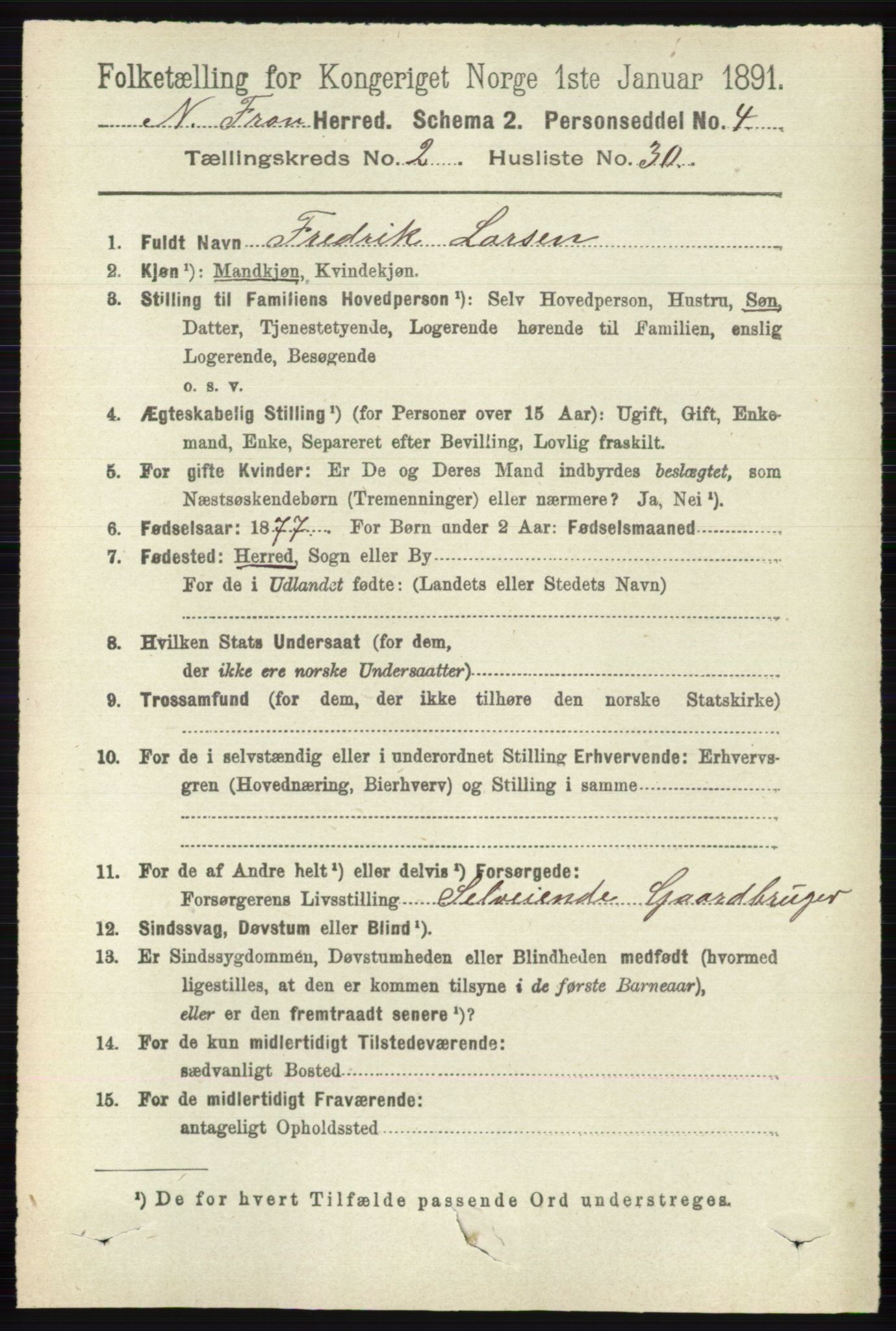 RA, 1891 census for 0518 Nord-Fron, 1891, p. 517