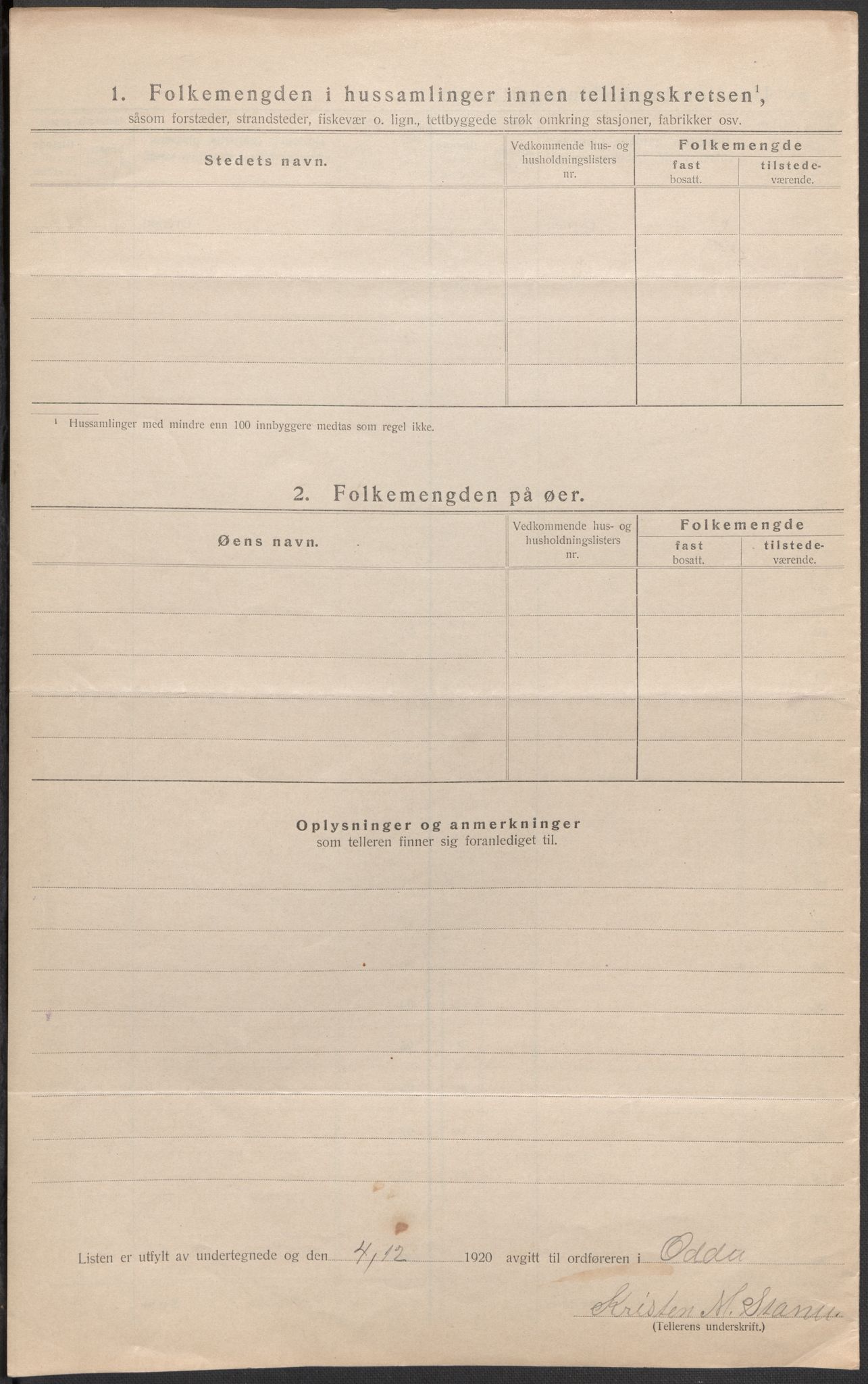 SAB, 1920 census for Odda, 1920, p. 44