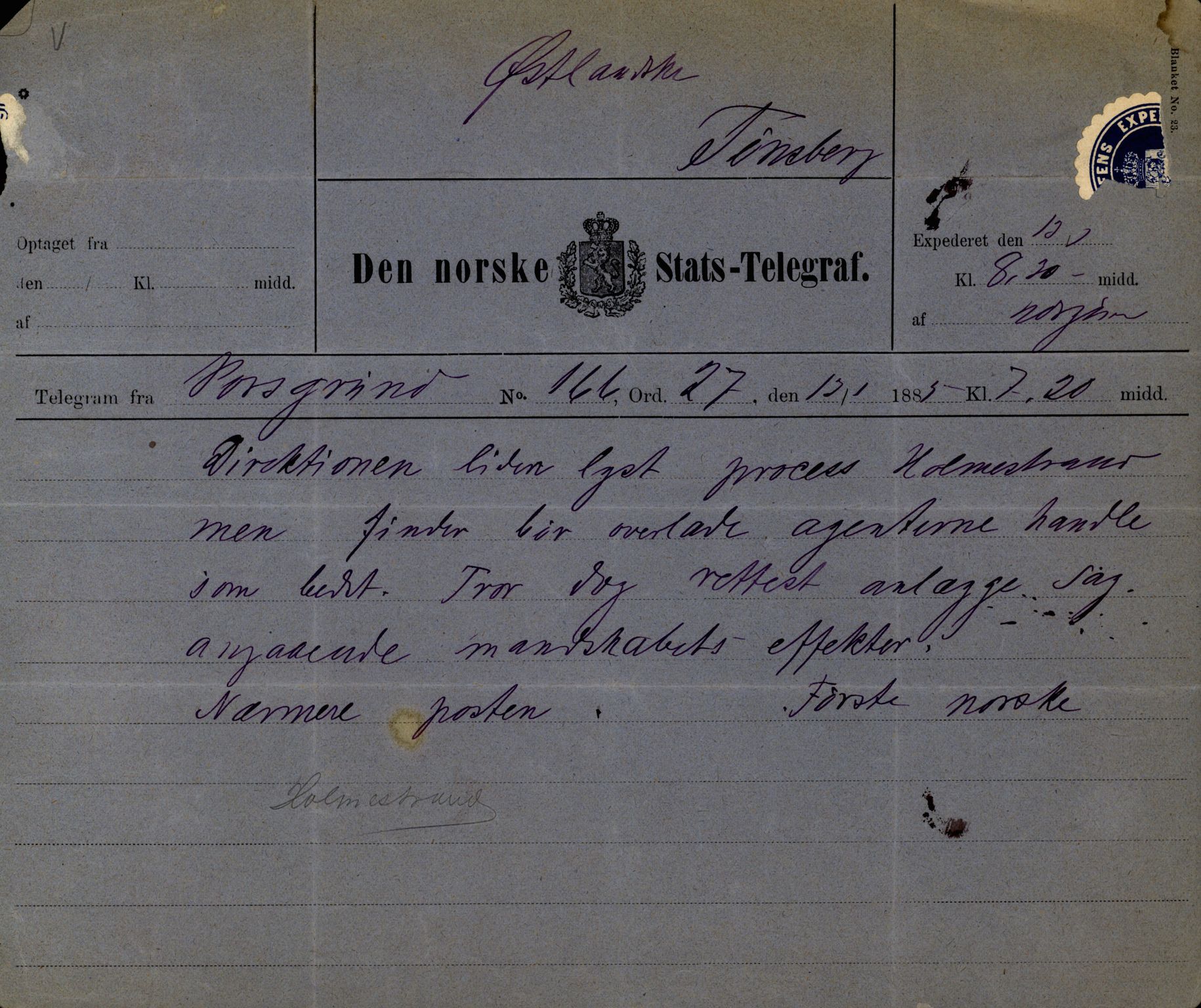 Pa 63 - Østlandske skibsassuranceforening, VEMU/A-1079/G/Ga/L0017/0013: Havaridokumenter / Diaz, Holmestrand, Kalliope, Olaf Trygvason, Norafjeld, 1884, p. 36