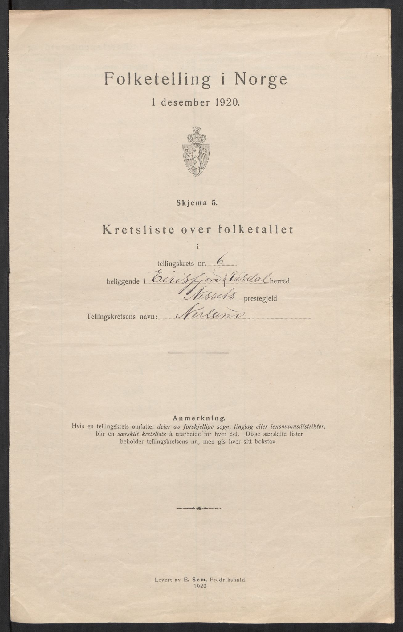 SAT, 1920 census for Eresfjord og Vistdal, 1920, p. 26