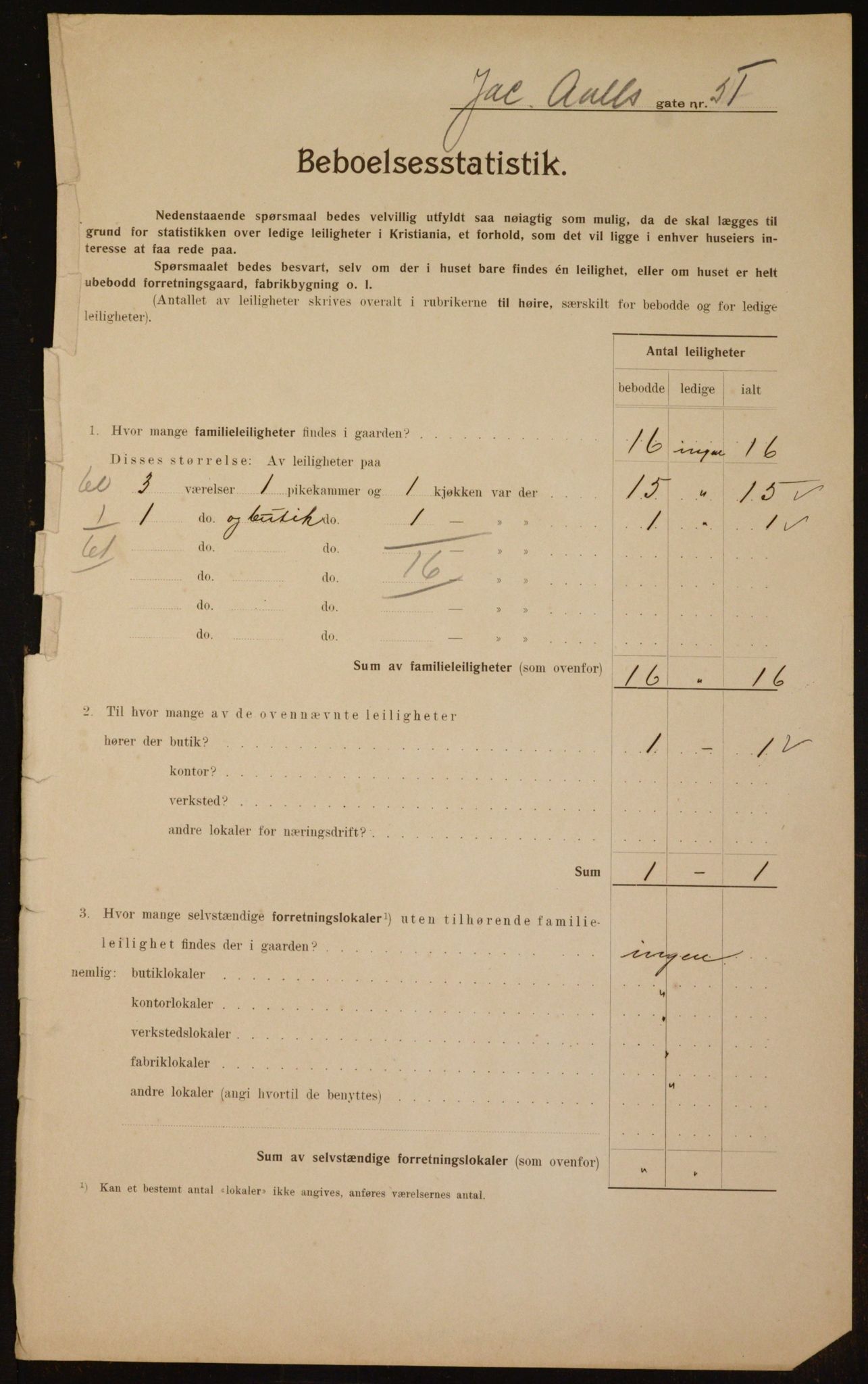 OBA, Municipal Census 1910 for Kristiania, 1910, p. 44134