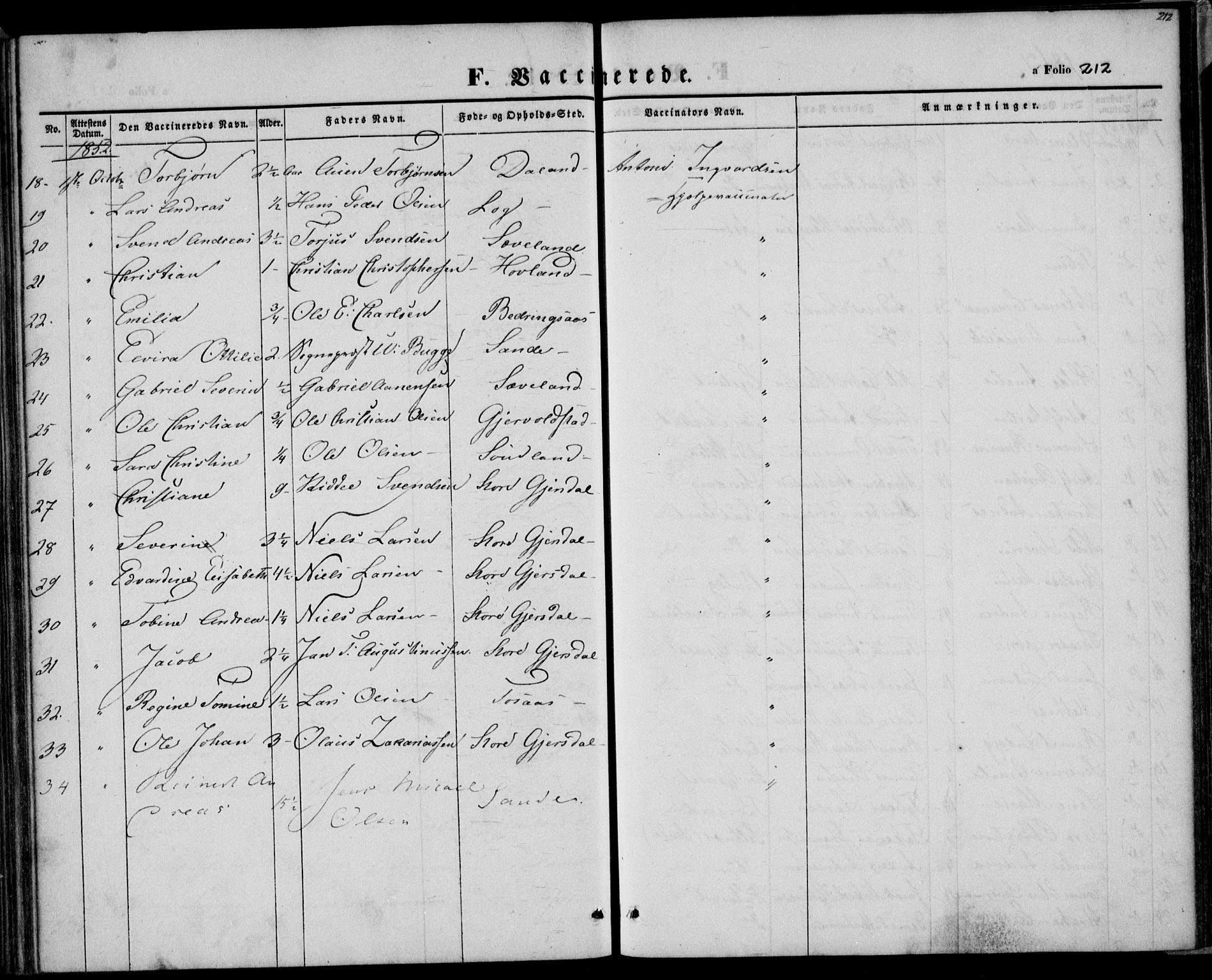Herad sokneprestkontor, SAK/1111-0018/F/Fa/Faa/L0004: Parish register (official) no. A 4, 1844-1853, p. 212