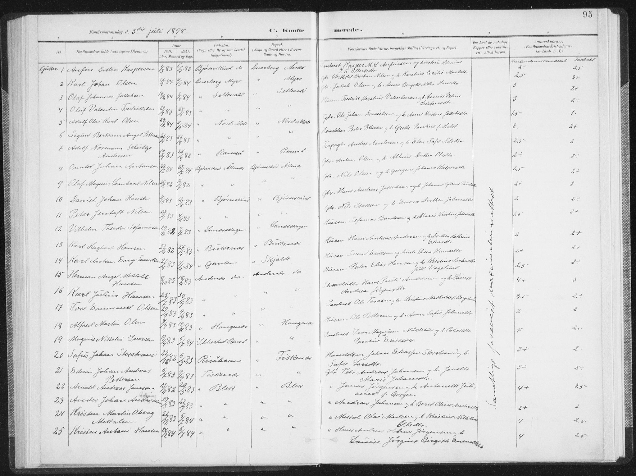 Ministerialprotokoller, klokkerbøker og fødselsregistre - Nordland, SAT/A-1459/897/L1400: Parish register (official) no. 897A07, 1897-1908, p. 95