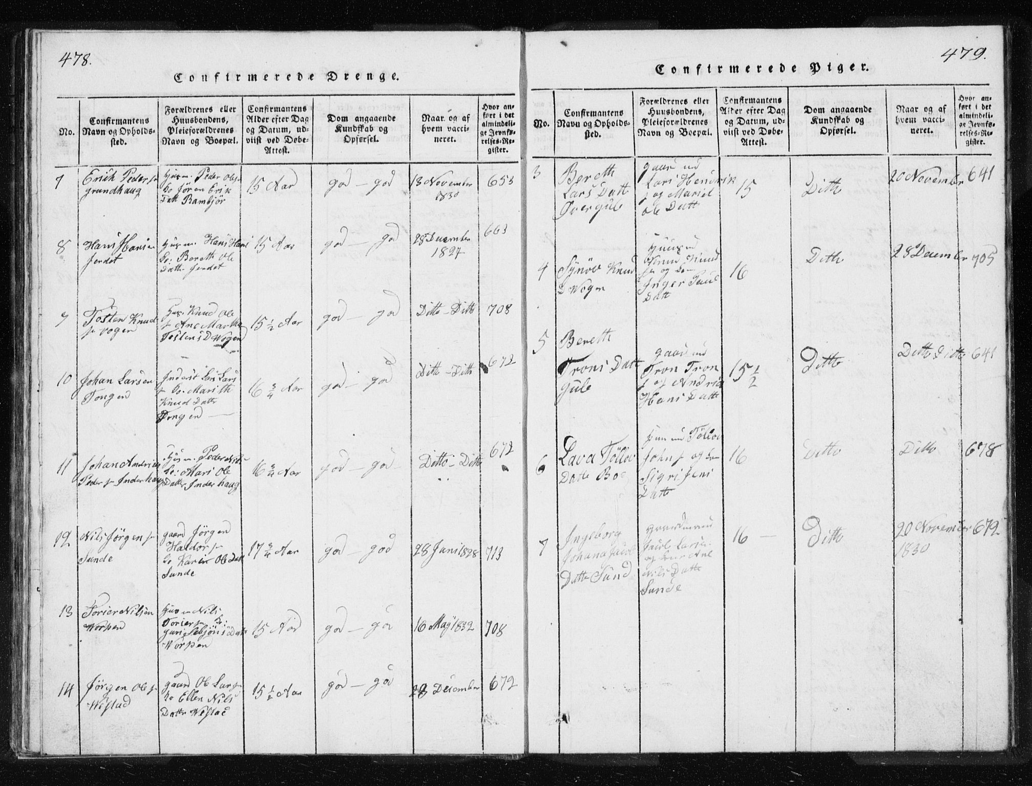 Ministerialprotokoller, klokkerbøker og fødselsregistre - Møre og Romsdal, AV/SAT-A-1454/566/L0772: Parish register (copy) no. 566C01, 1818-1845, p. 478-479