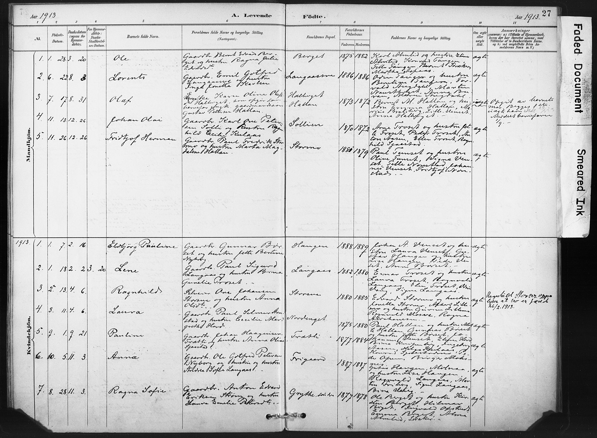 Ministerialprotokoller, klokkerbøker og fødselsregistre - Nord-Trøndelag, SAT/A-1458/718/L0175: Parish register (official) no. 718A01, 1890-1923, p. 27