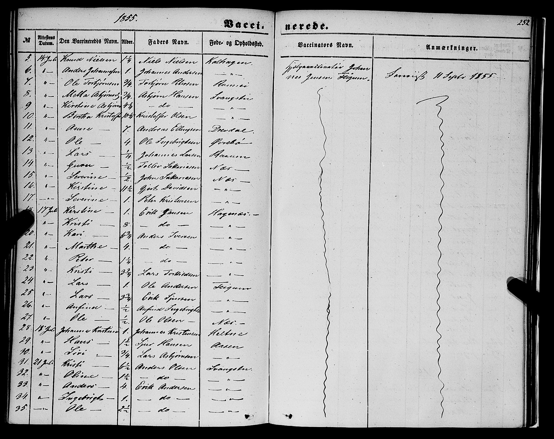 Luster sokneprestembete, AV/SAB-A-81101/H/Haa/Haaa/L0007: Parish register (official) no. A 7, 1849-1859, p. 252