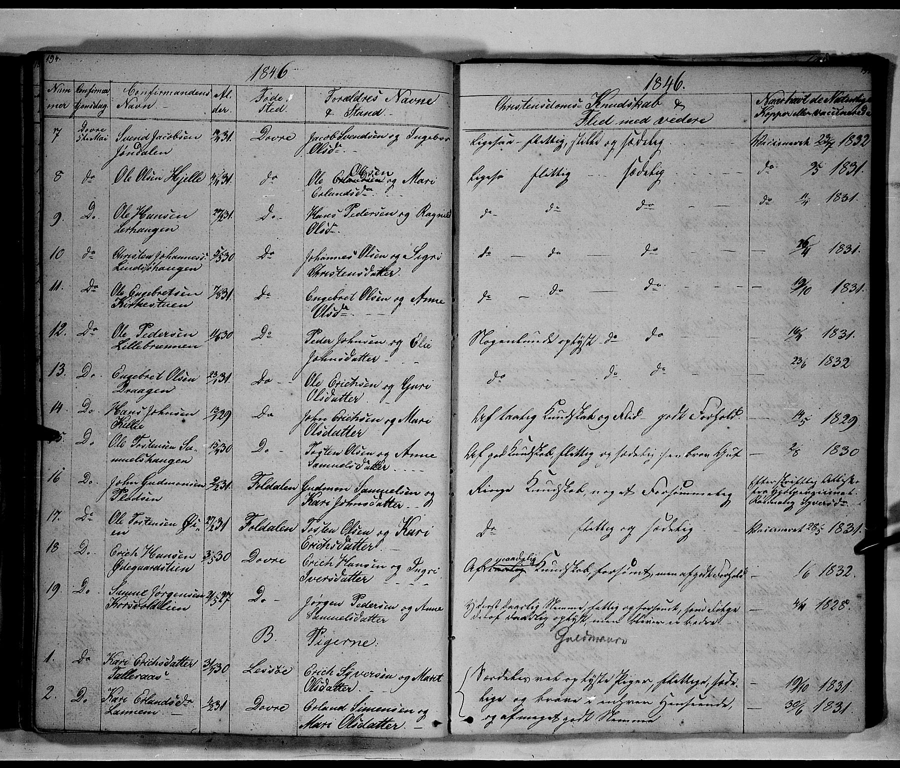 Lesja prestekontor, SAH/PREST-068/H/Ha/Hab/L0003: Parish register (copy) no. 3, 1842-1862, p. 194-195