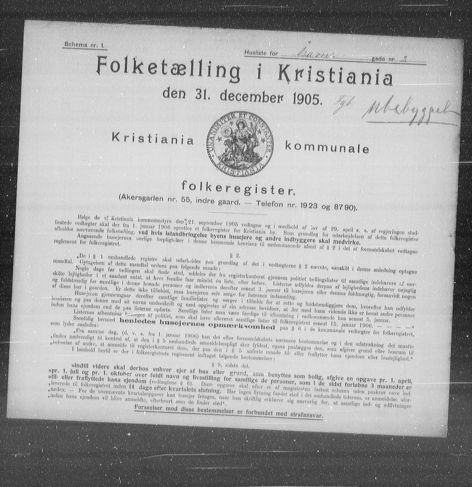 OBA, Municipal Census 1905 for Kristiania, 1905, p. 68821