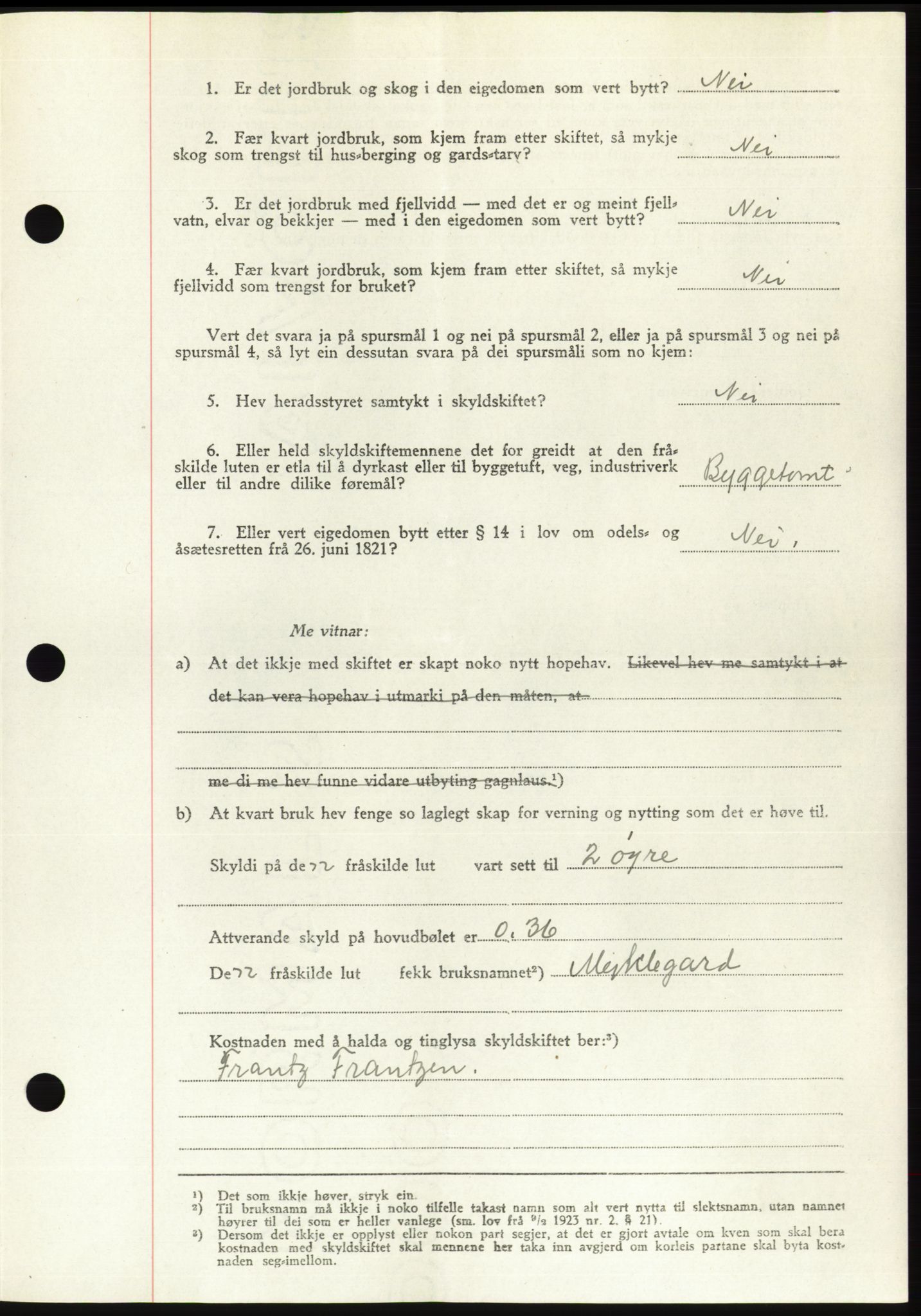 Søre Sunnmøre sorenskriveri, AV/SAT-A-4122/1/2/2C/L0081: Mortgage book no. 7A, 1947-1948, Diary no: : 1841/1947