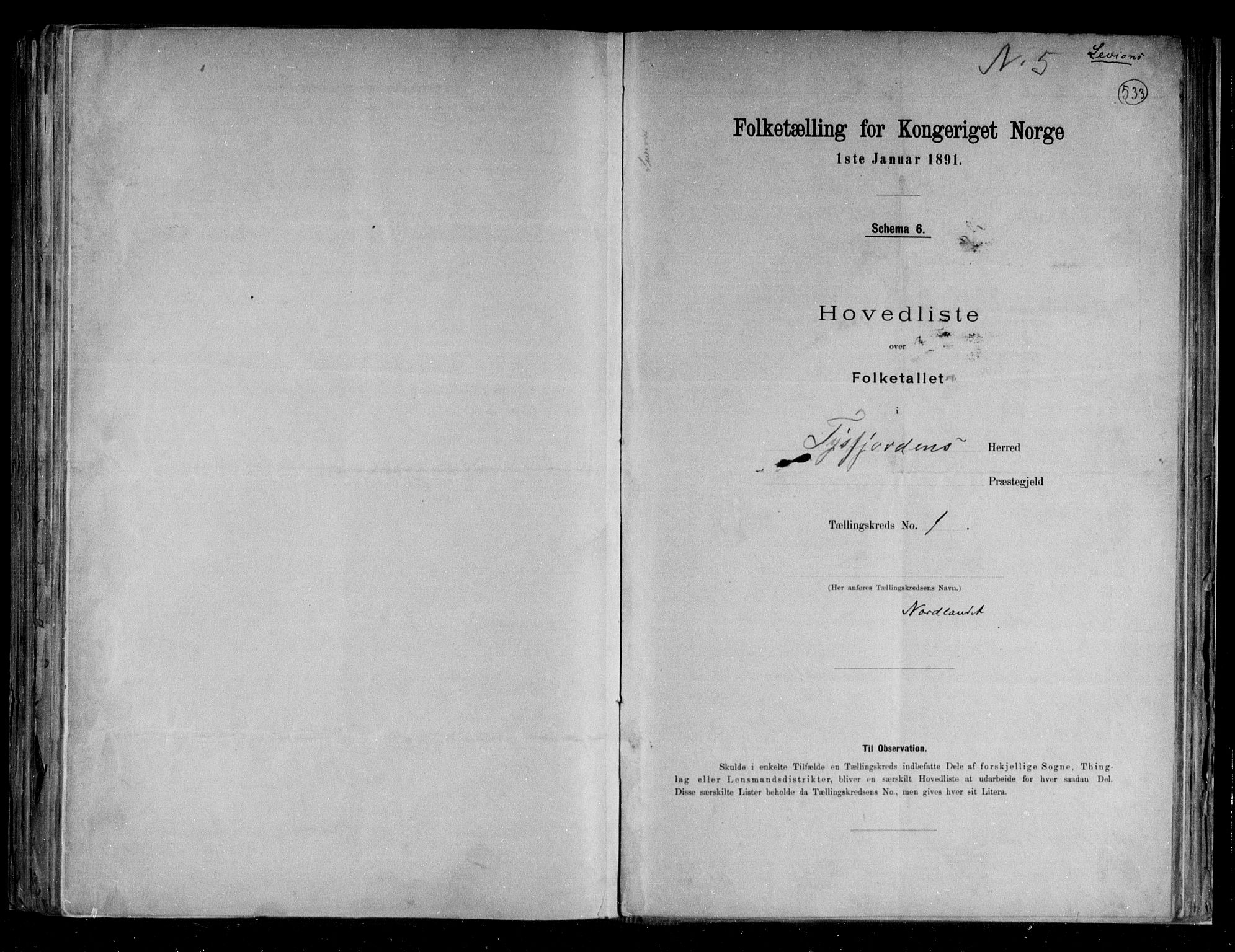 RA, 1891 census for 1850 Tysfjord, 1891, p. 4
