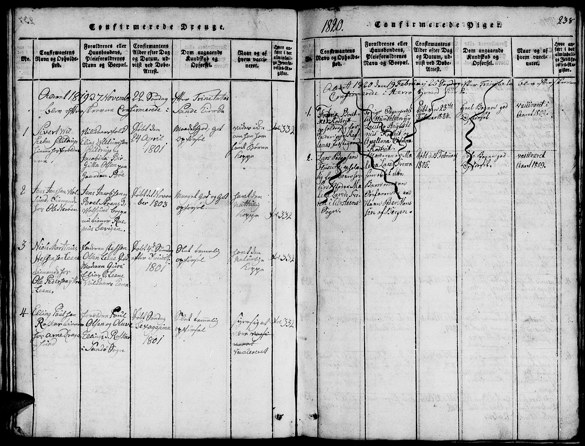 Ministerialprotokoller, klokkerbøker og fødselsregistre - Møre og Romsdal, AV/SAT-A-1454/507/L0078: Parish register (copy) no. 507C01, 1816-1840, p. 238