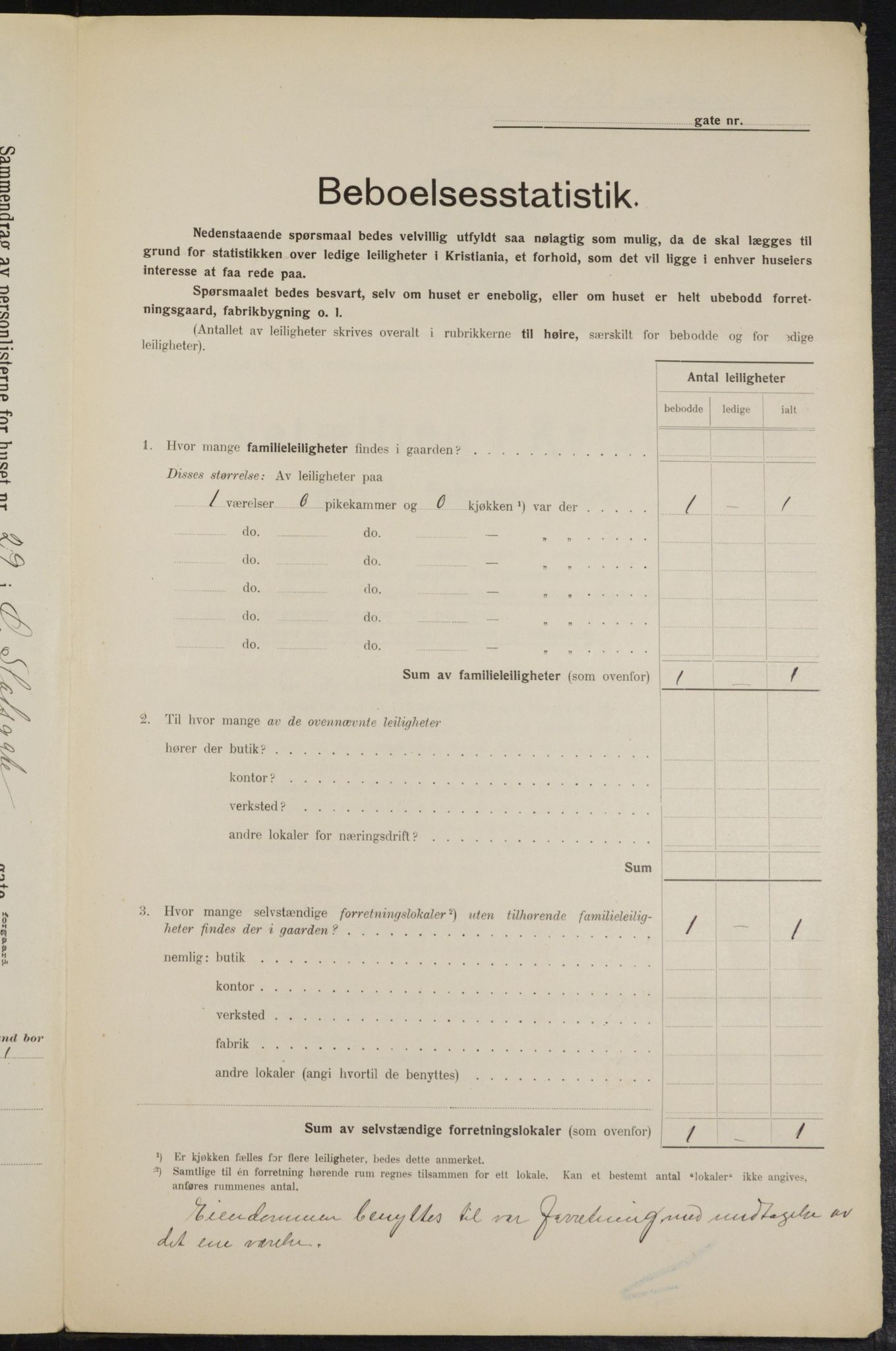 OBA, Municipal Census 1914 for Kristiania, 1914, p. 131030