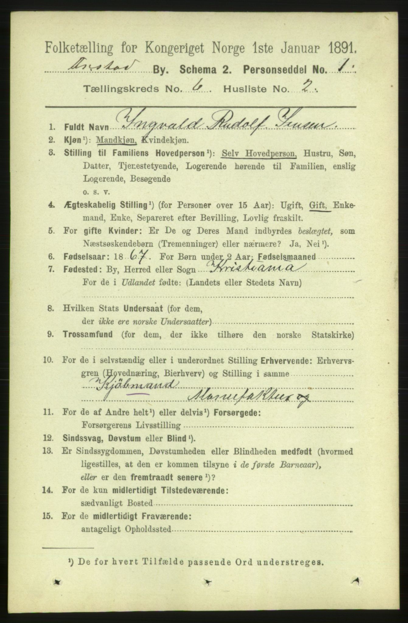 RA, 1891 census for 0103 Fredrikstad, 1891, p. 7666