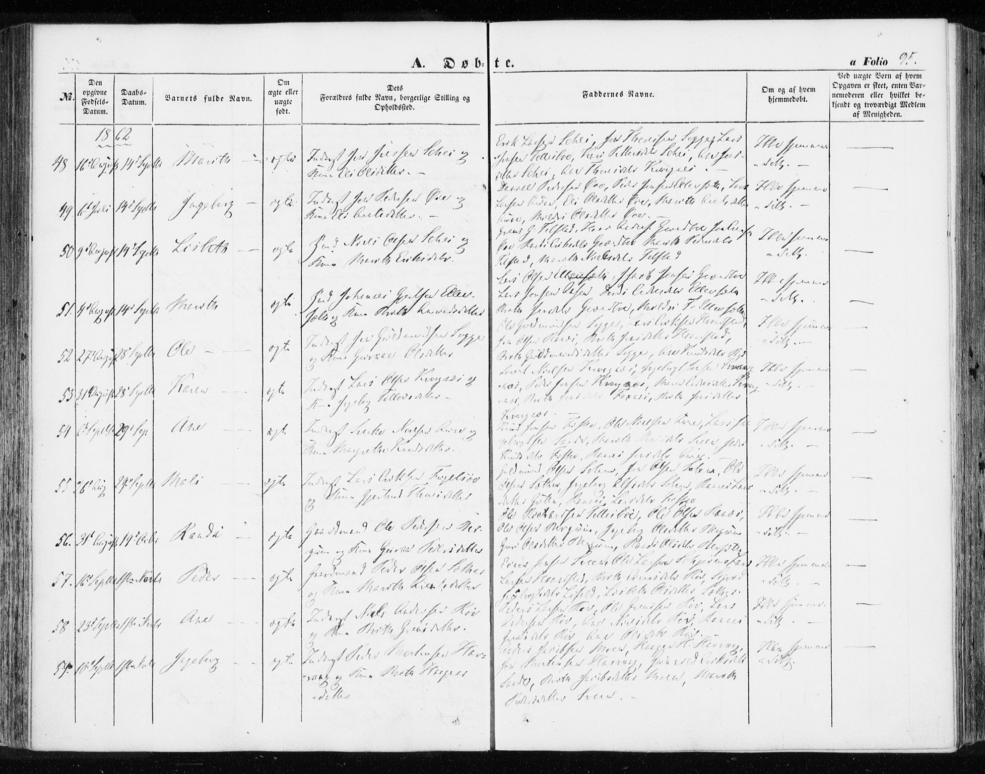 Ministerialprotokoller, klokkerbøker og fødselsregistre - Møre og Romsdal, SAT/A-1454/595/L1044: Parish register (official) no. 595A06, 1852-1863, p. 95