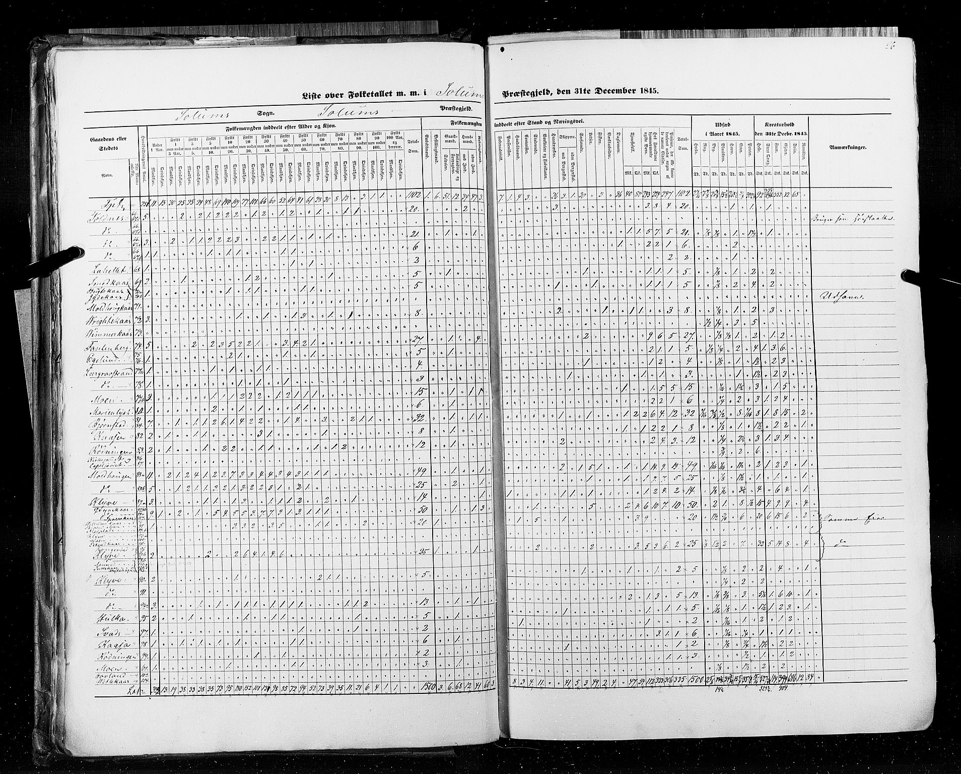 RA, Census 1845, vol. 5: Bratsberg amt og Nedenes og Råbyggelaget amt, 1845, p. 26