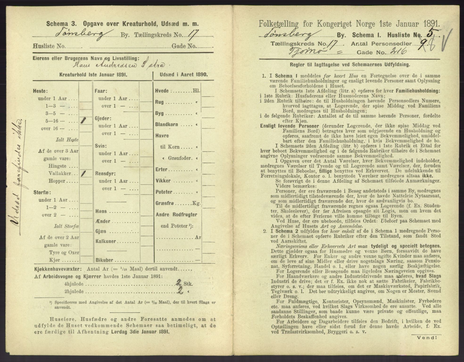 RA, 1891 census for 0705 Tønsberg, 1891, p. 606