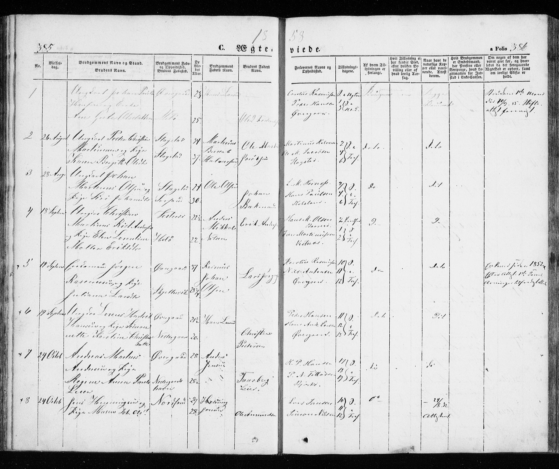 Trondenes sokneprestkontor, SATØ/S-1319/H/Ha/L0010kirke: Parish register (official) no. 10, 1840-1865, p. 385-386