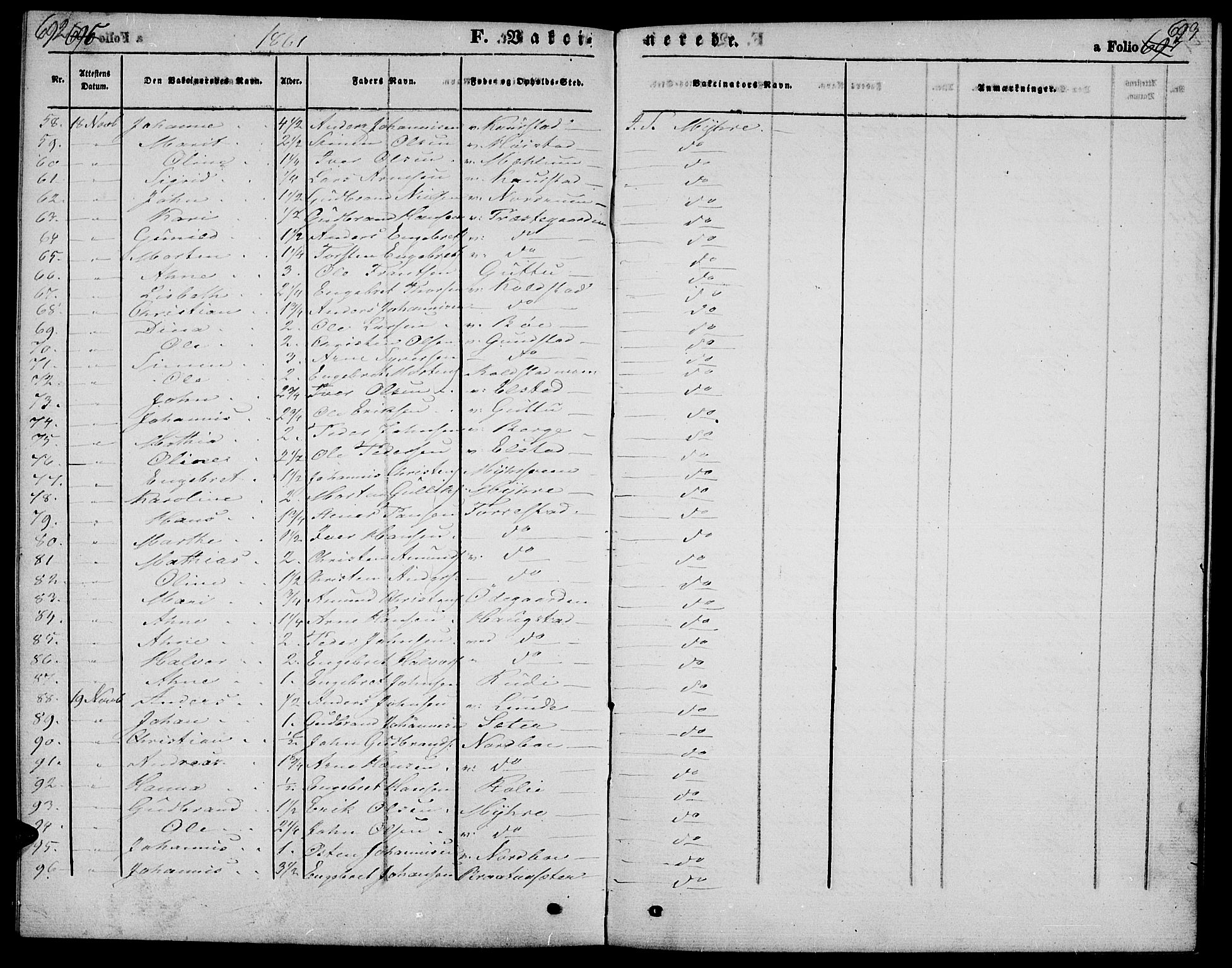 Ringebu prestekontor, SAH/PREST-082/H/Ha/Hab/L0003: Parish register (copy) no. 3, 1854-1866, p. 692-693