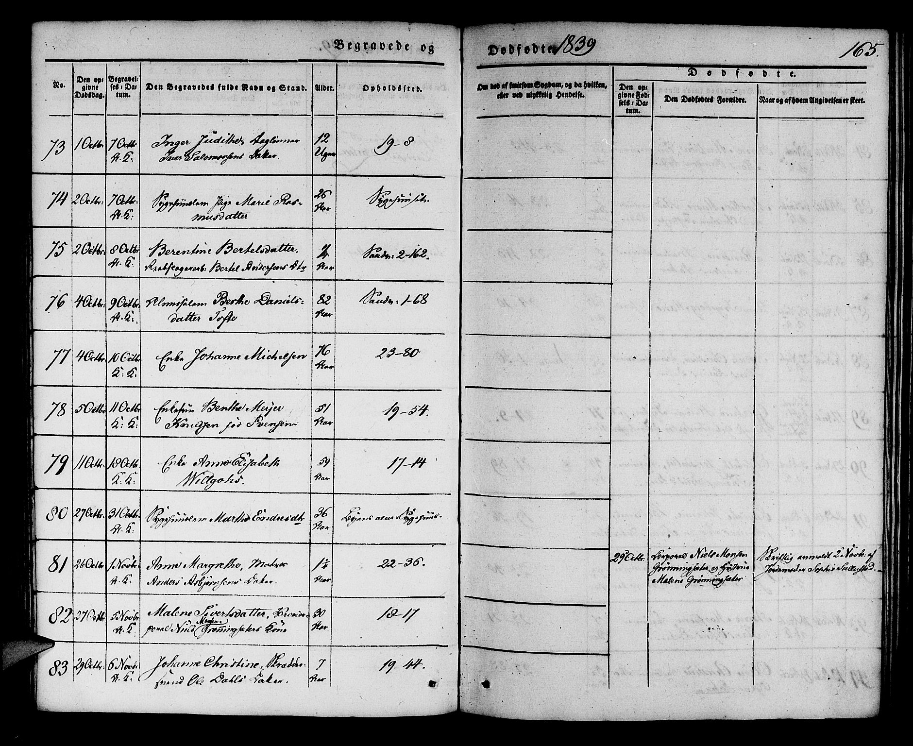 Korskirken sokneprestembete, AV/SAB-A-76101/H/Haa/L0043: Parish register (official) no. E 1, 1834-1848, p. 165