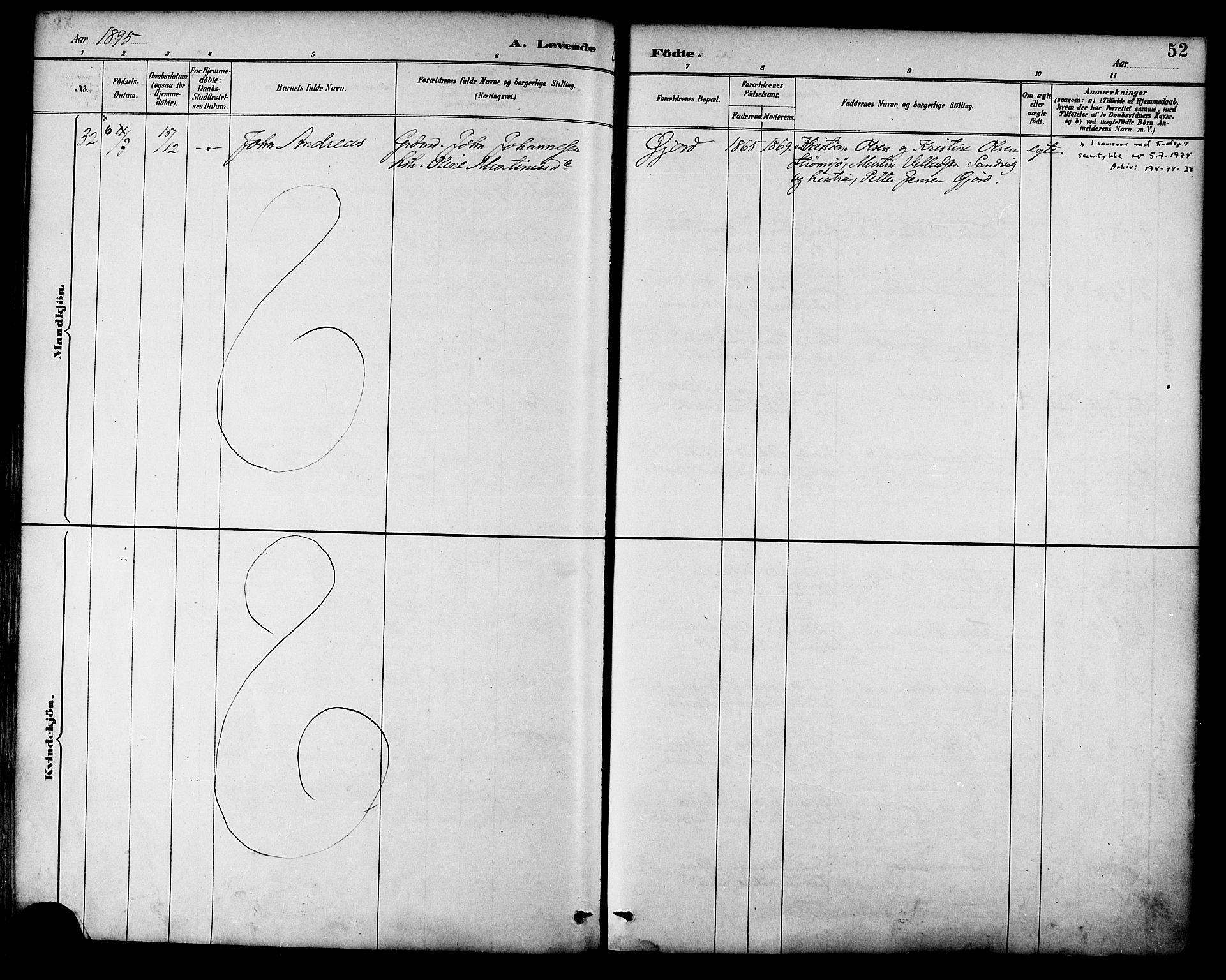 Ministerialprotokoller, klokkerbøker og fødselsregistre - Nordland, AV/SAT-A-1459/892/L1320: Parish register (official) no. 892A01, 1886-1901, p. 52