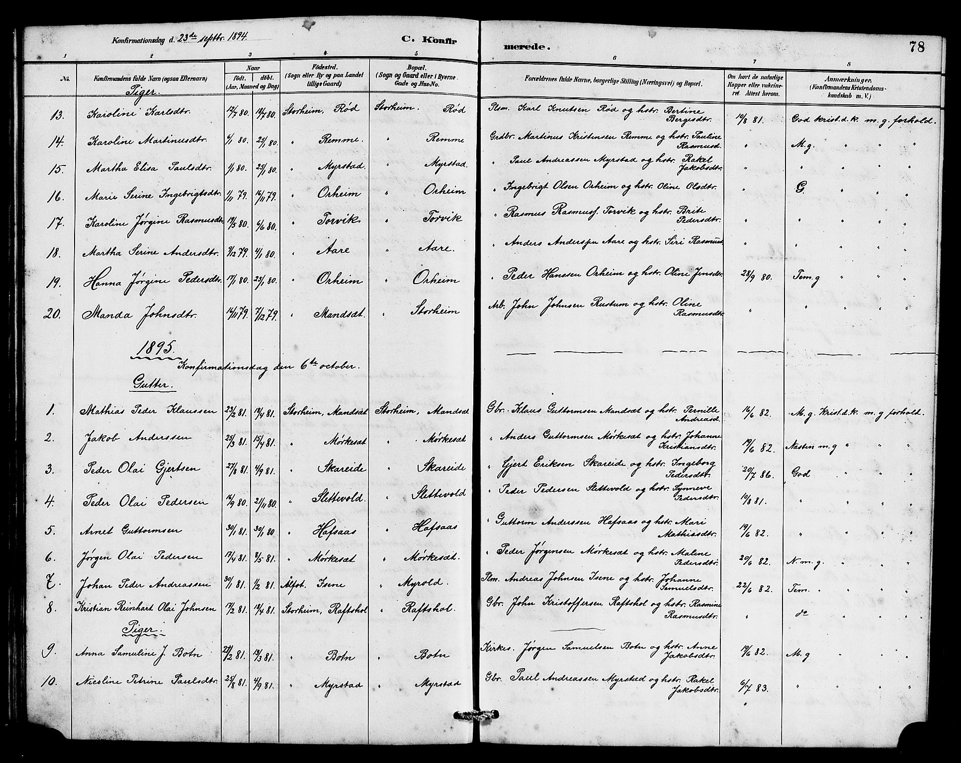 Eid sokneprestembete, AV/SAB-A-82301/H/Hab/Habc/L0002: Parish register (copy) no. C 2, 1887-1906, p. 78