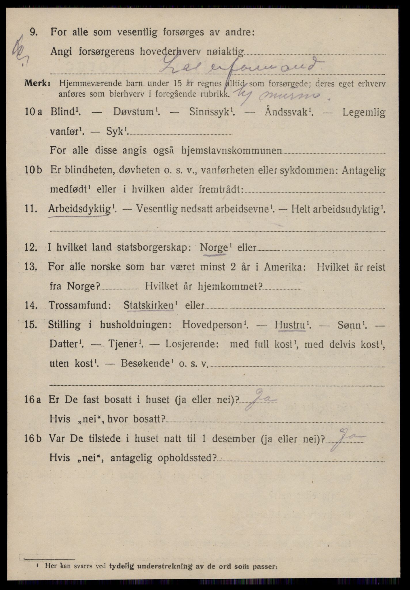 SAT, 1920 census for Kristiansund, 1920, p. 14890