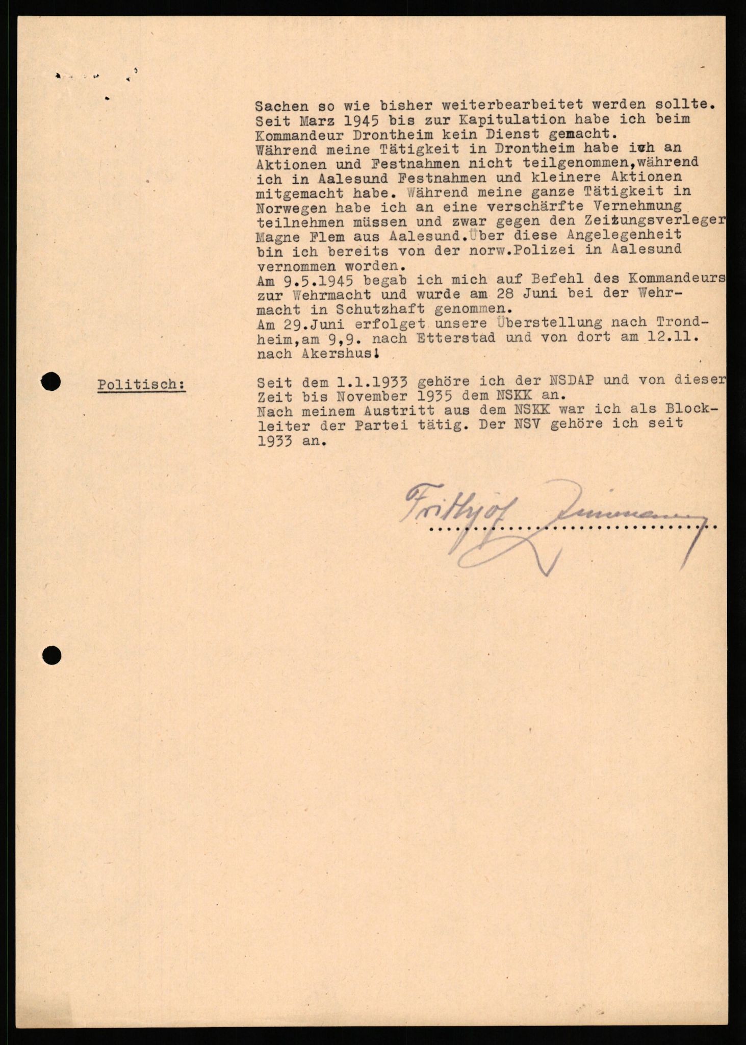 Forsvaret, Forsvarets overkommando II, AV/RA-RAFA-3915/D/Db/L0037: CI Questionaires. Tyske okkupasjonsstyrker i Norge. Tyskere., 1945-1946, p. 378