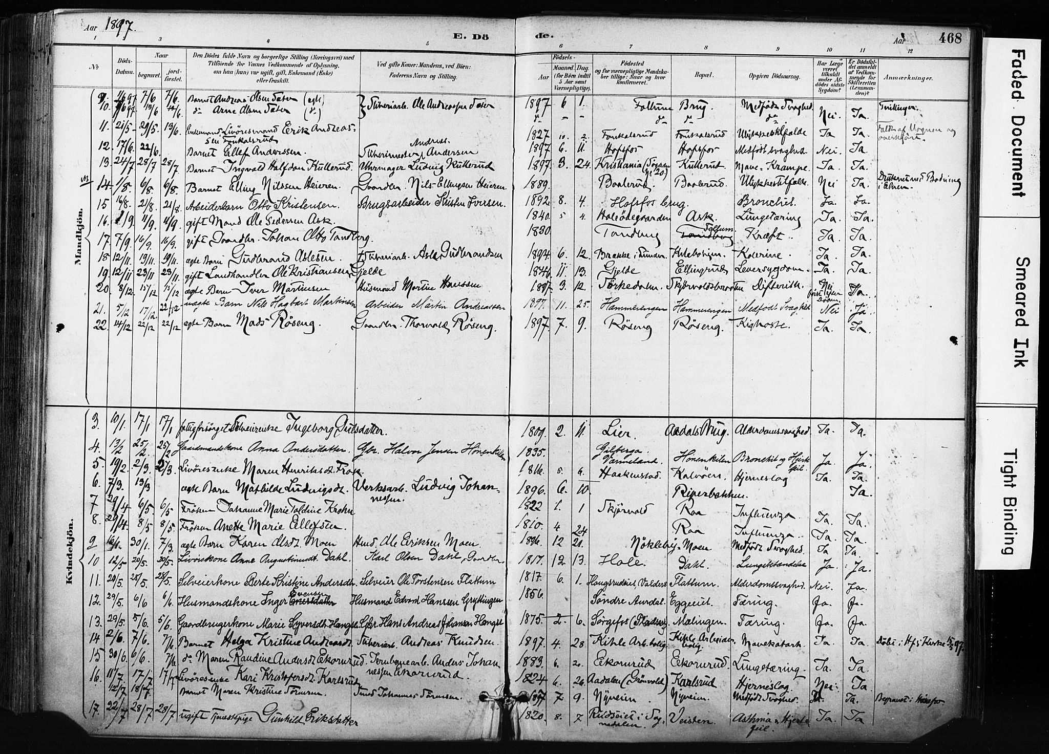 Norderhov kirkebøker, AV/SAKO-A-237/F/Fa/L0016: Parish register (official) no. 16, 1885-1902, p. 468