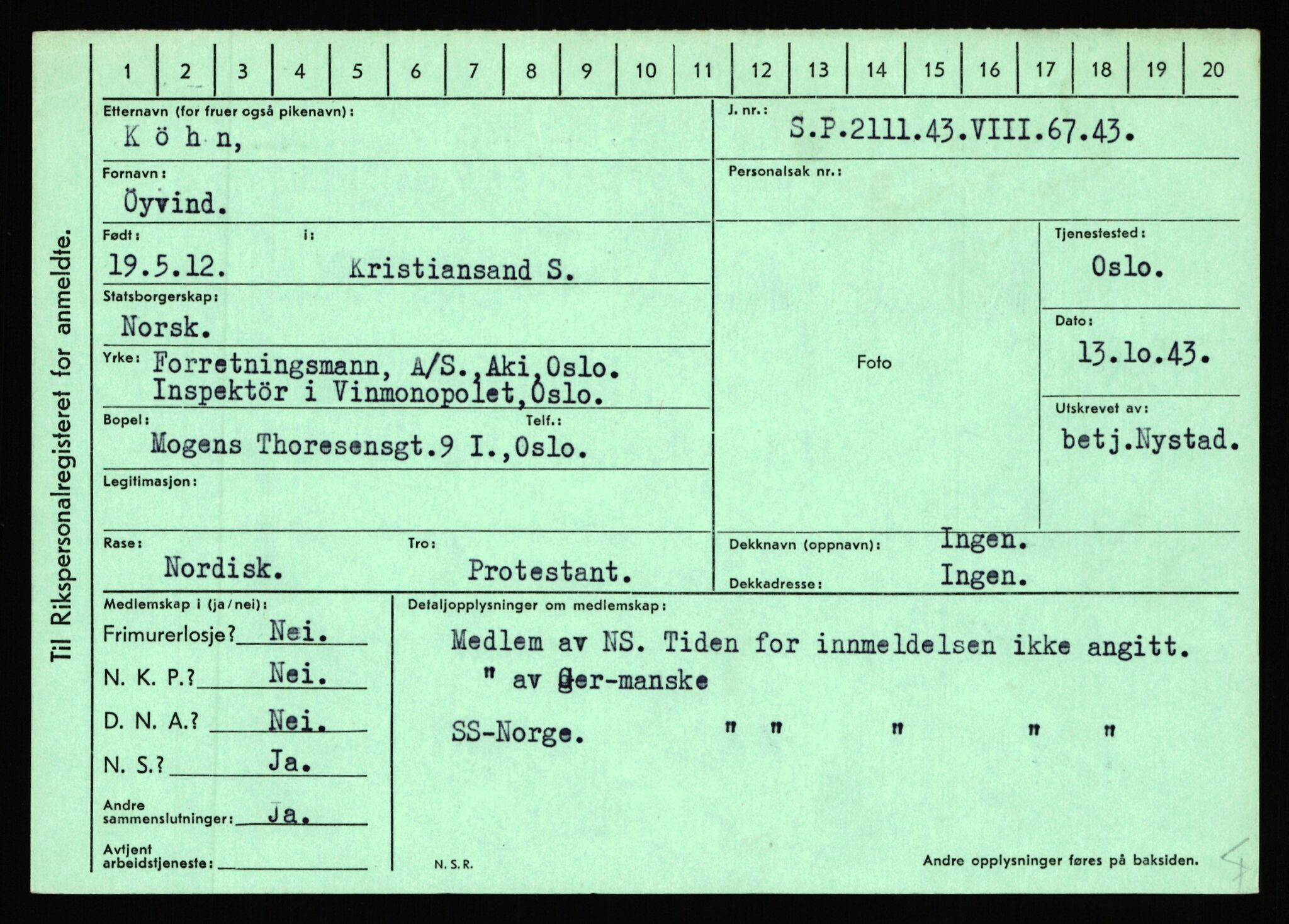 Statspolitiet - Hovedkontoret / Osloavdelingen, AV/RA-S-1329/C/Ca/L0009: Knutsen - Limstrand, 1943-1945, p. 2470