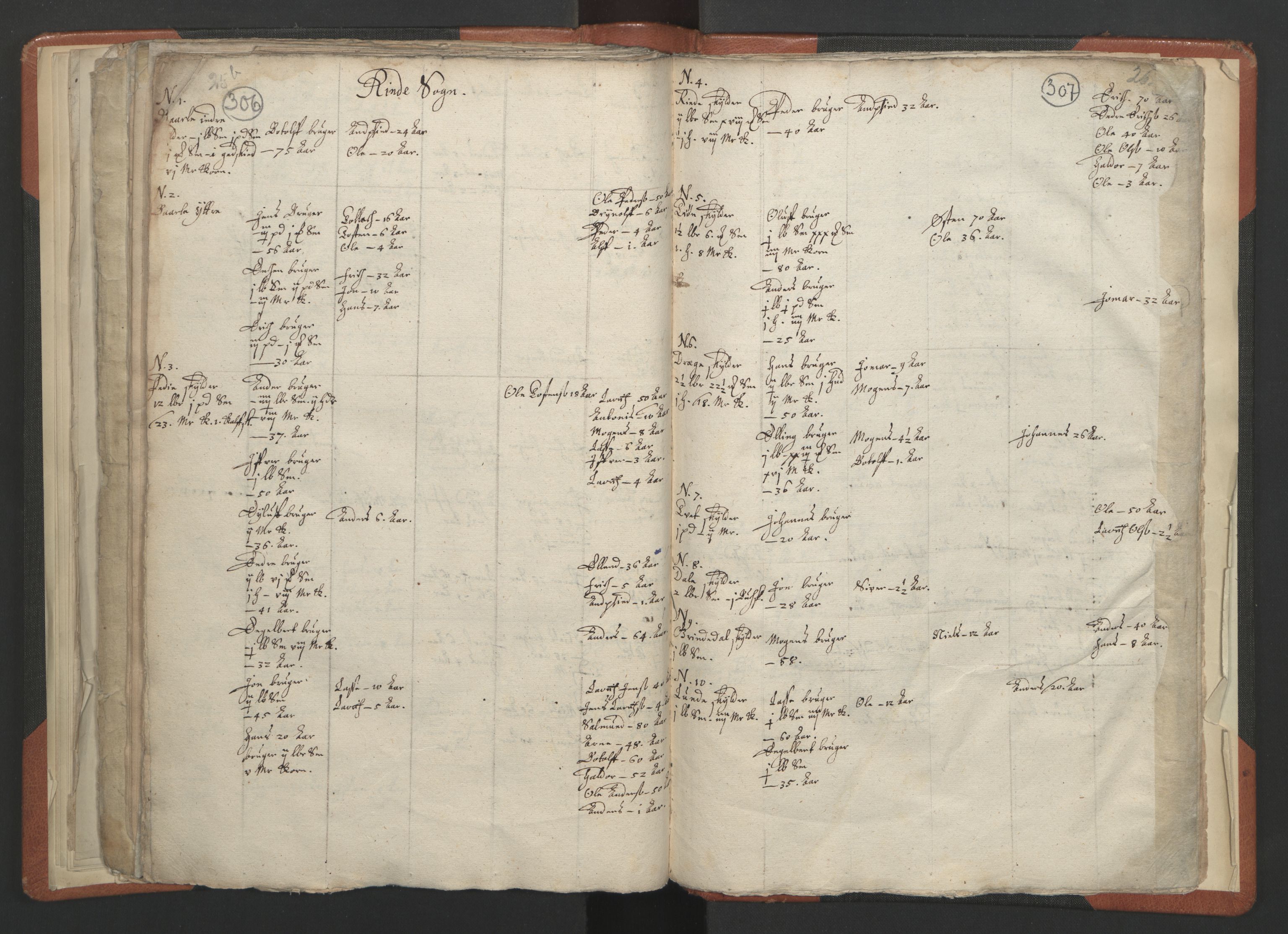 RA, Vicar's Census 1664-1666, no. 23: Sogn deanery, 1664-1666, p. 306-307