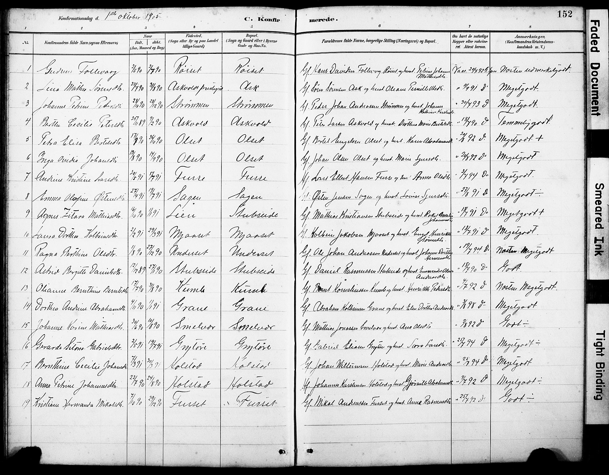 Askvoll sokneprestembete, AV/SAB-A-79501/H/Hab/Haba/L0003: Parish register (copy) no. A 3, 1886-1928, p. 152