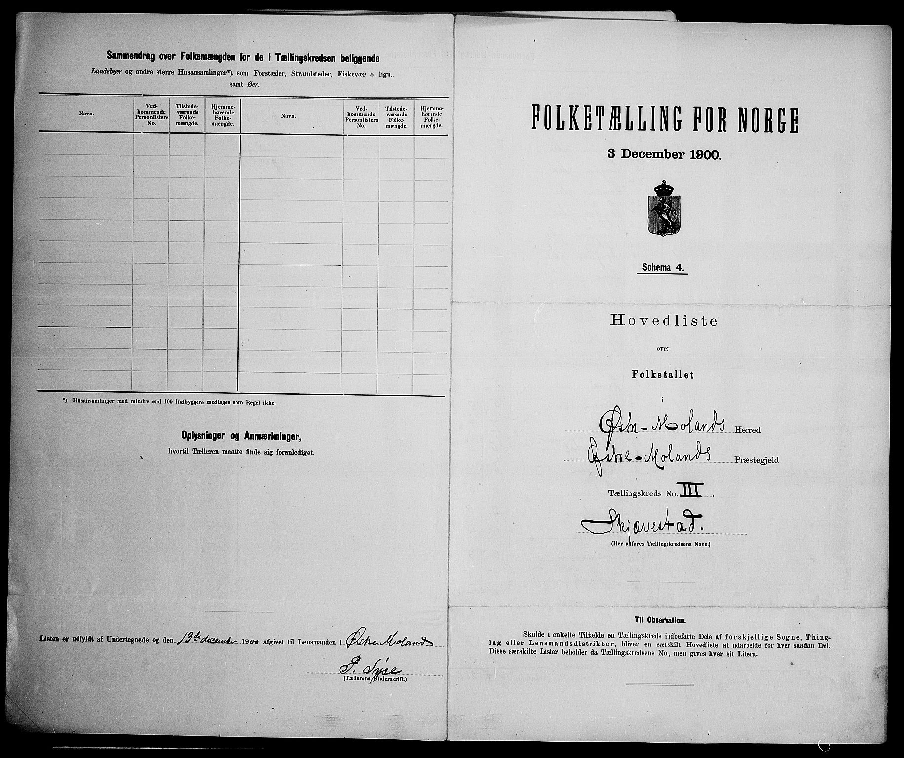 SAK, 1900 census for Austre Moland, 1900, p. 24