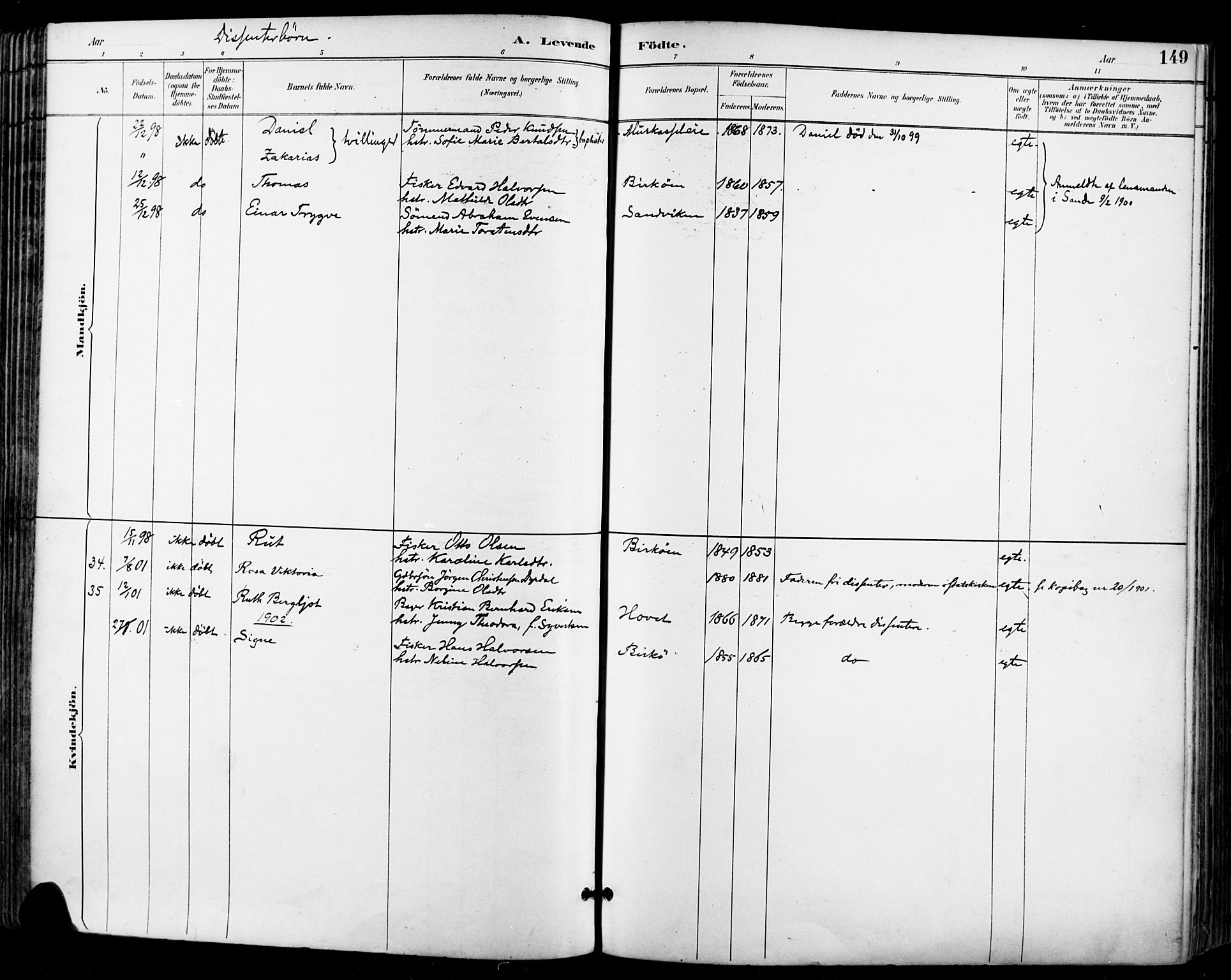 Sande Kirkebøker, SAKO/A-53/F/Fa/L0007: Parish register (official) no. 7, 1888-1903, p. 149